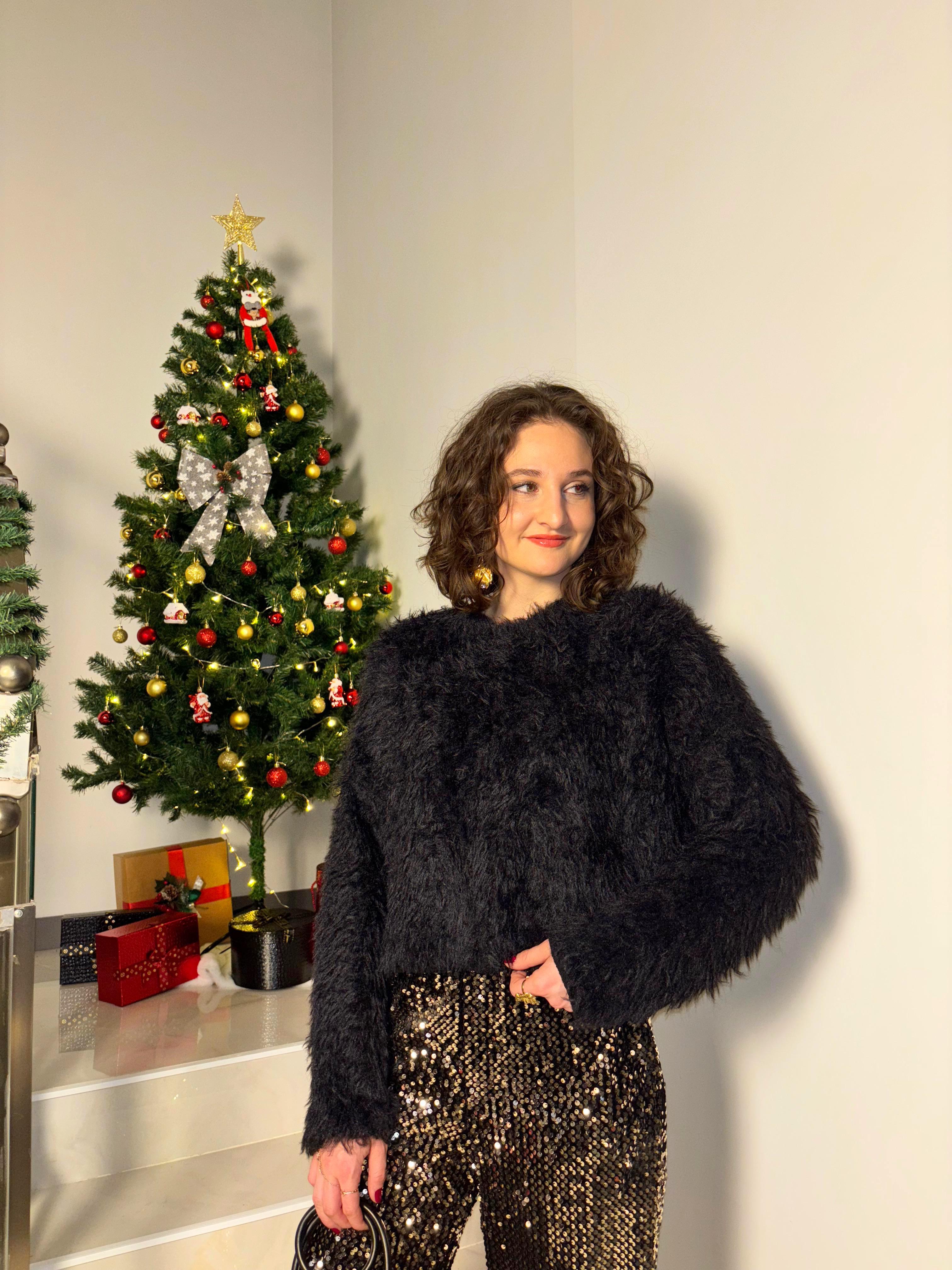 Bisiklet Yaka Oversize Peluş Kazak