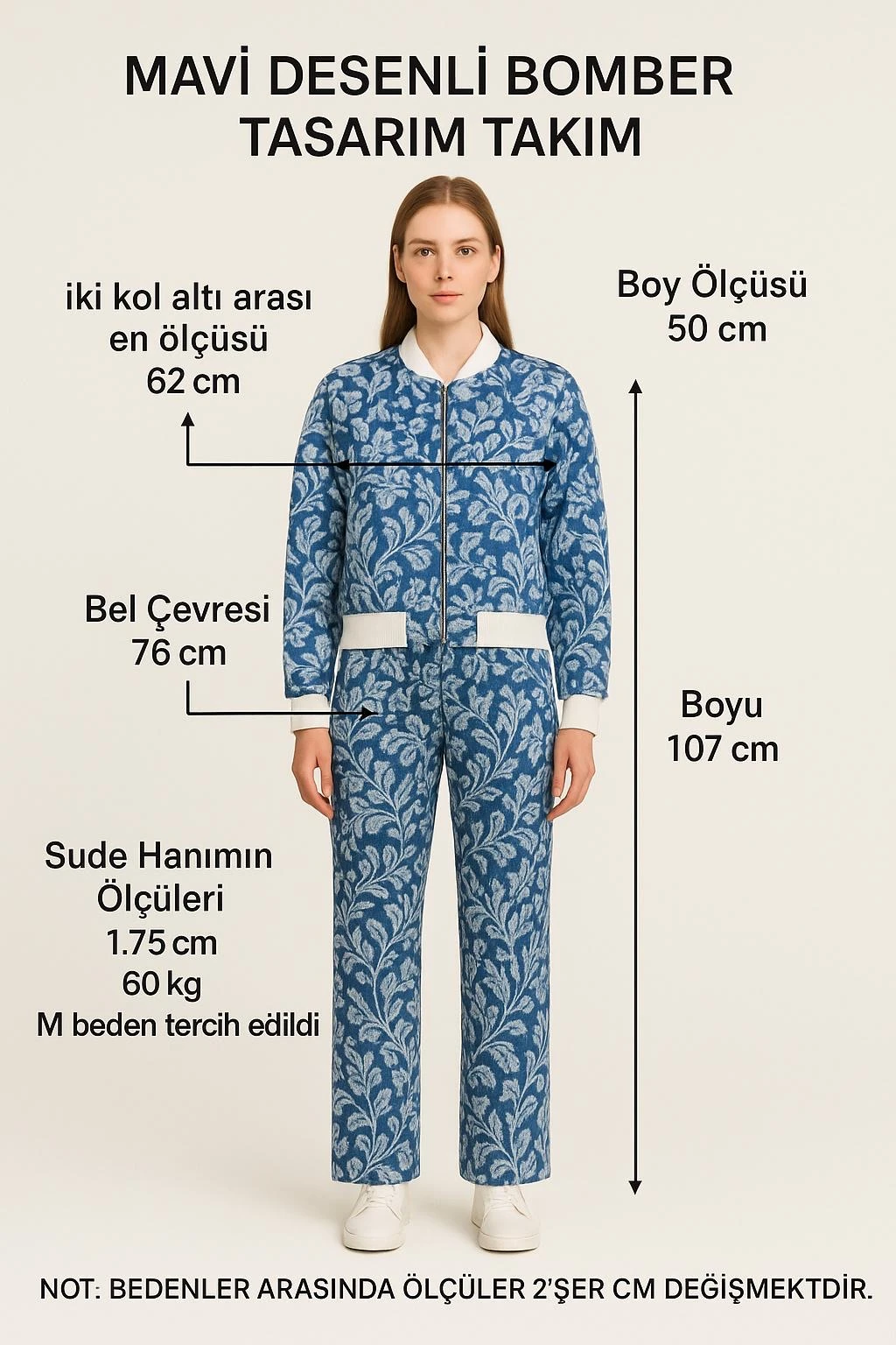 Mavi Desenli Bomber Tasarım Takım