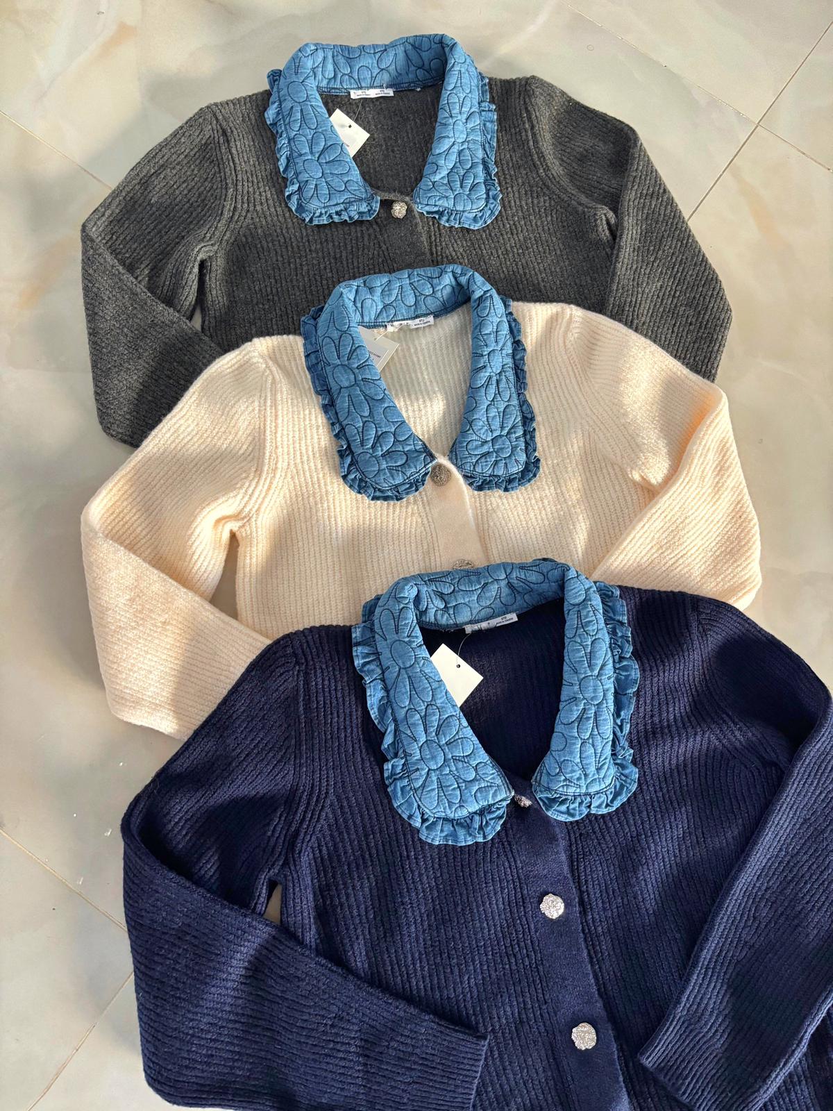 Bebe Yaka Fitilli Triko Hırka