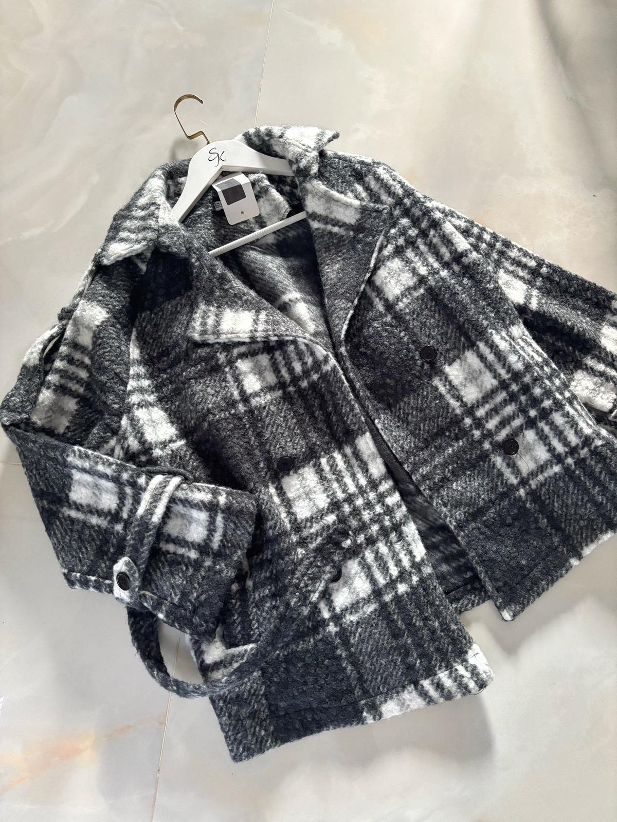 Ekose Desenli Kruvaze Kaban