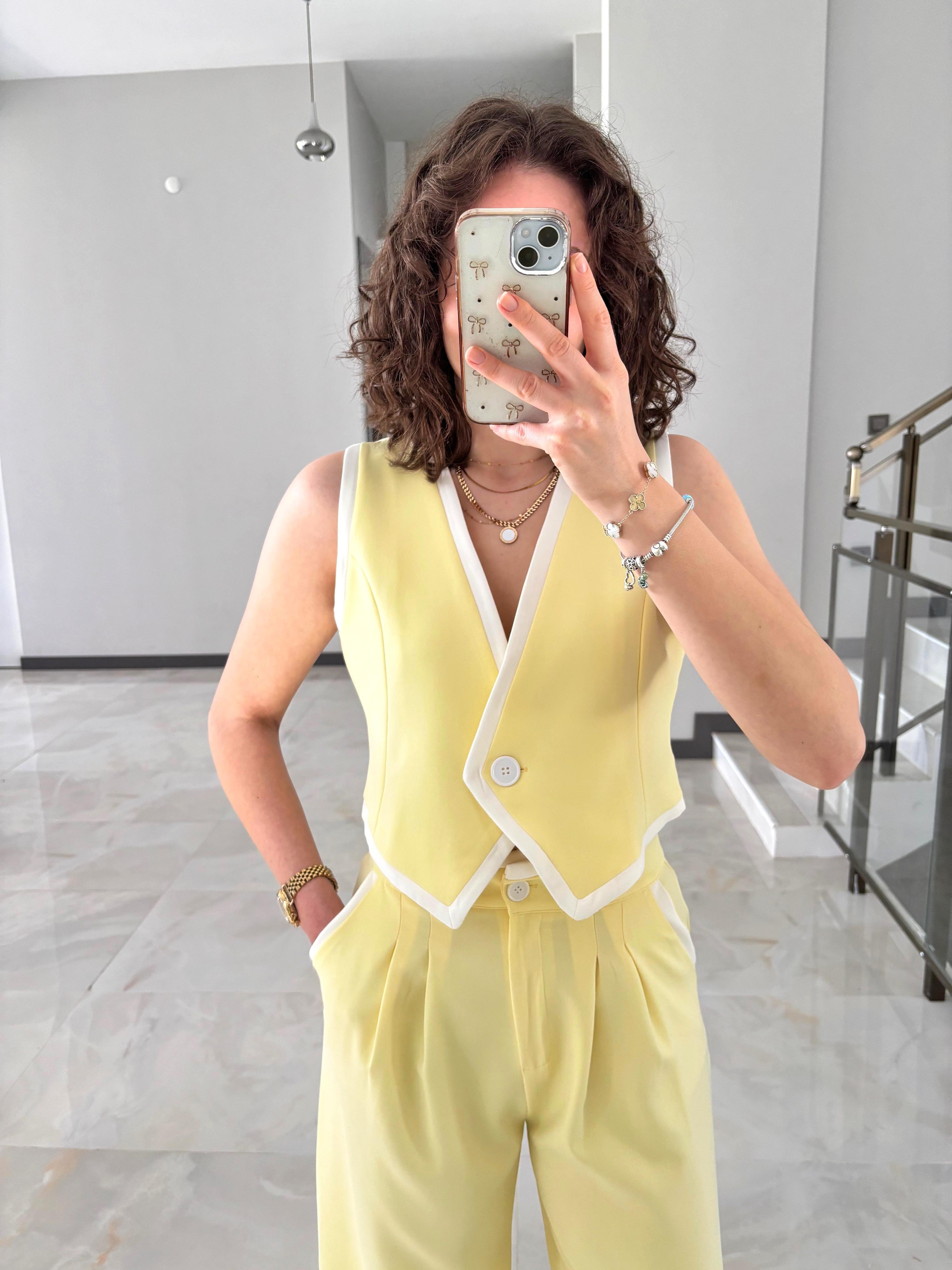 Premium Şeritli Yelek Pantolon Takım
