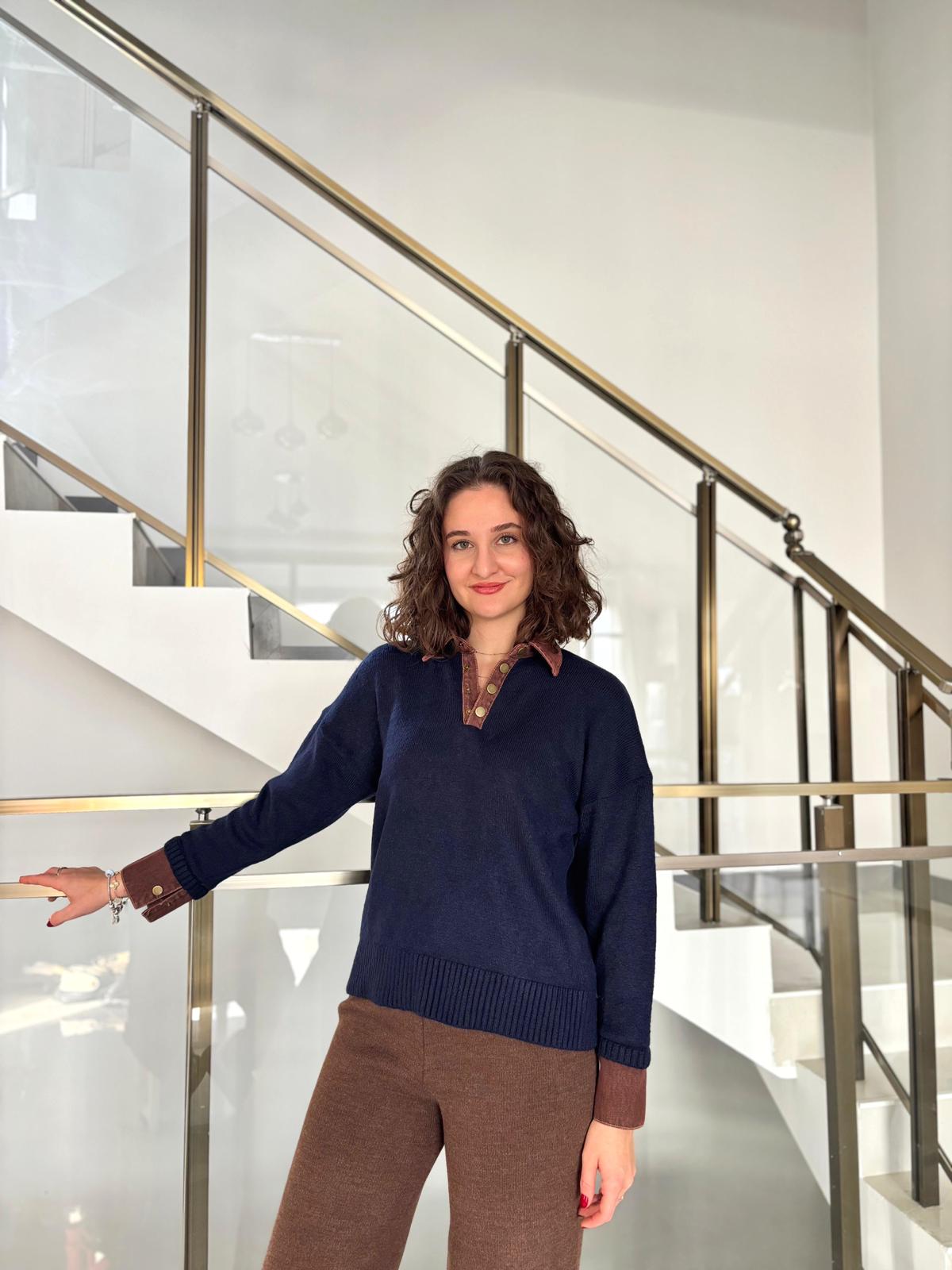 Jean Detaylı Polo Yaka Triko