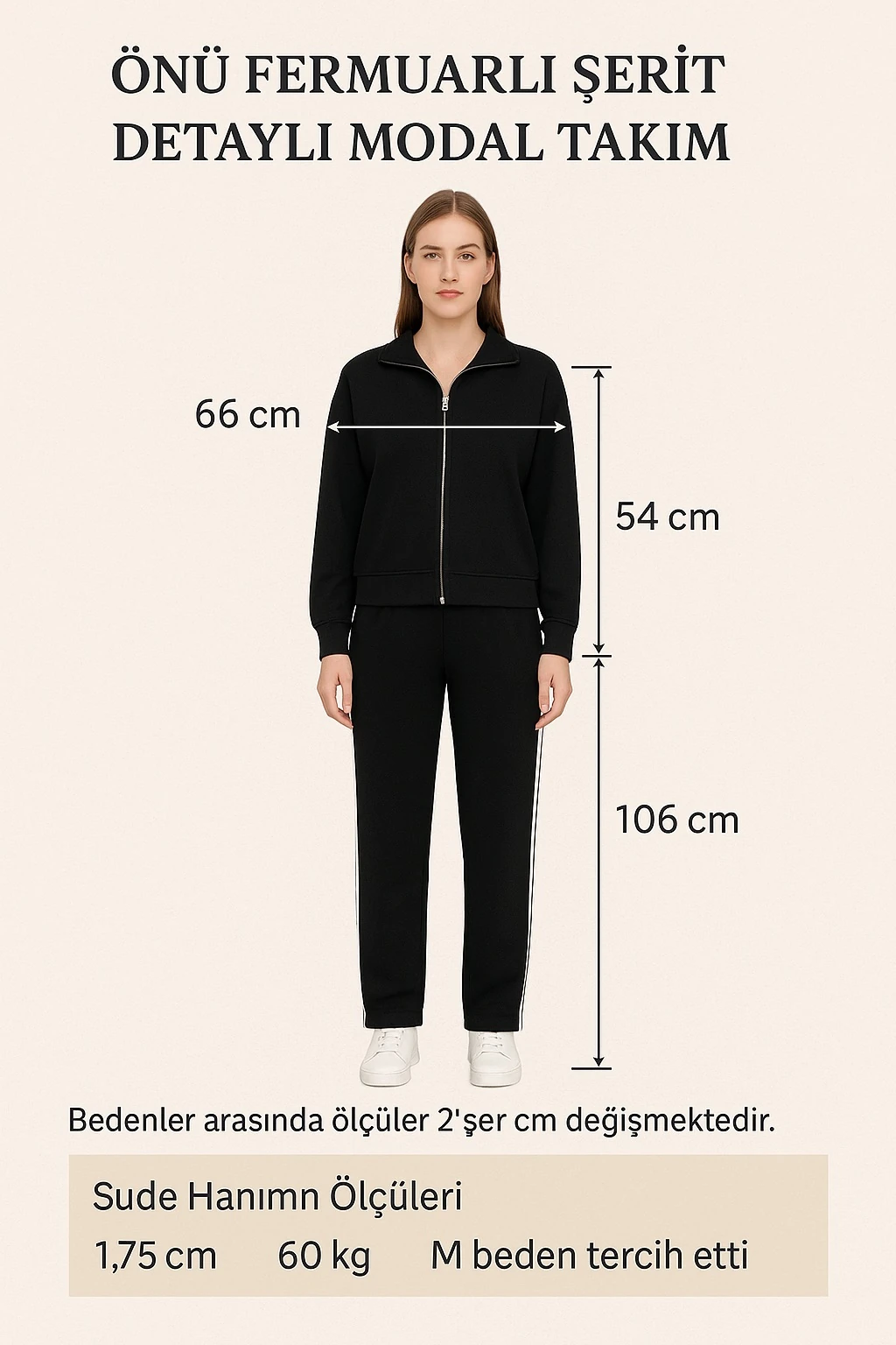 Önü Fermuarlı Şerit Detaylı Modal Takım