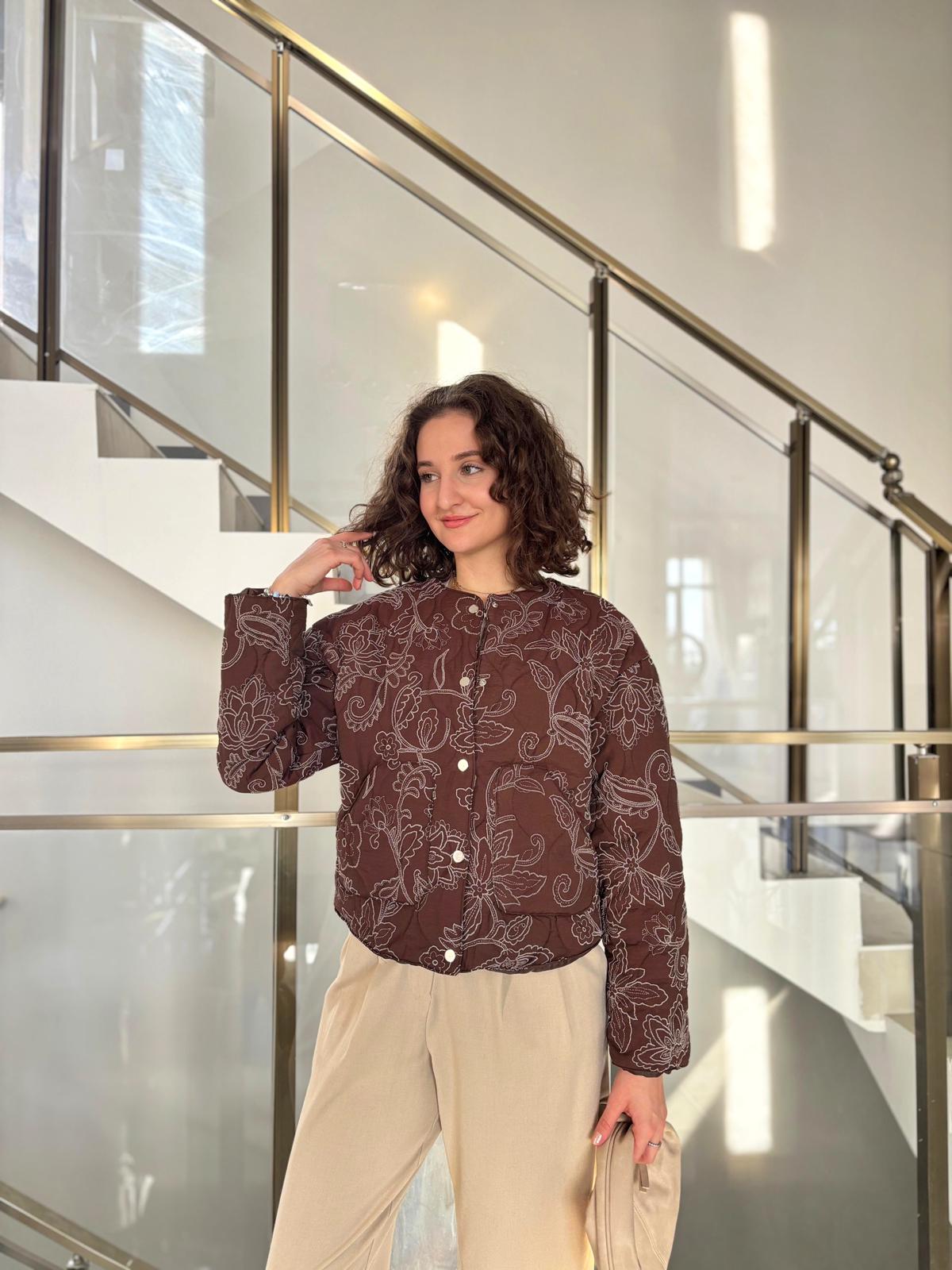 ZR Model Etnik Desenli Bomber Ceket