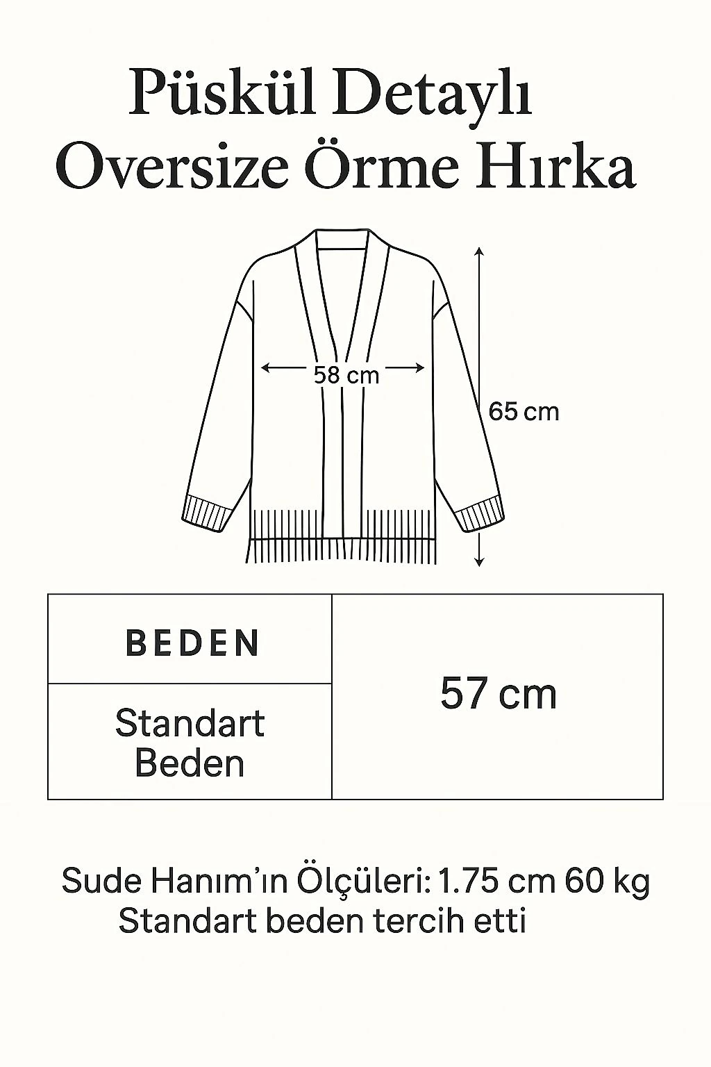 Püskül Detaylı Oversize Örme Hırka