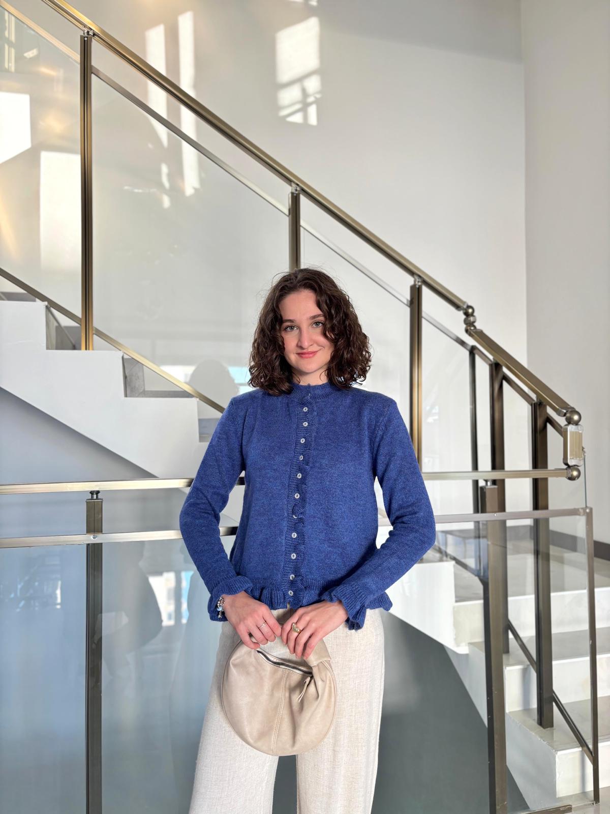 Fırfır Detaylı Triko Hırka