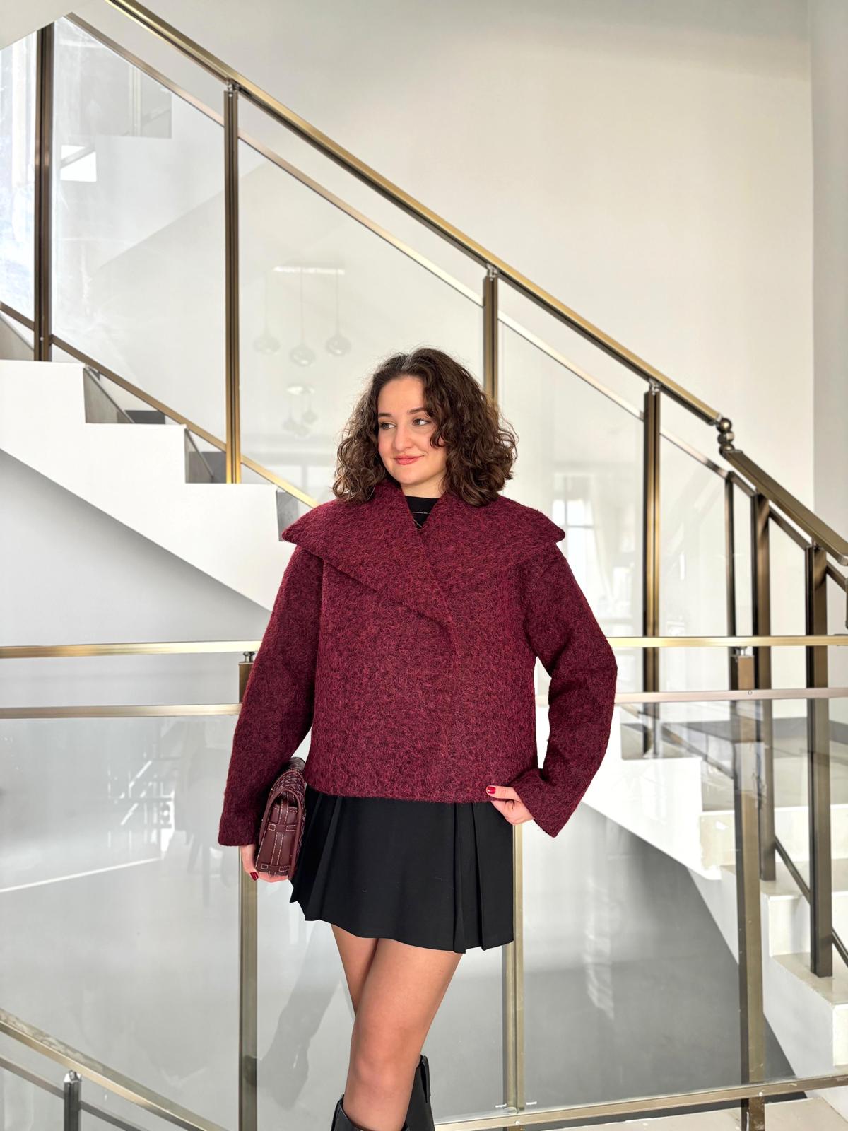 Geniş Şal Yaka Dokulu Kısa Kaban