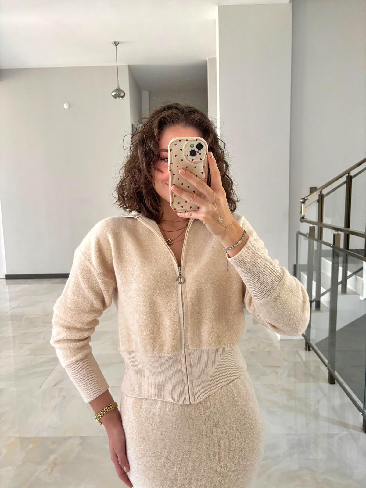 Fermuarlı Havlu Kumaş Triko Takım