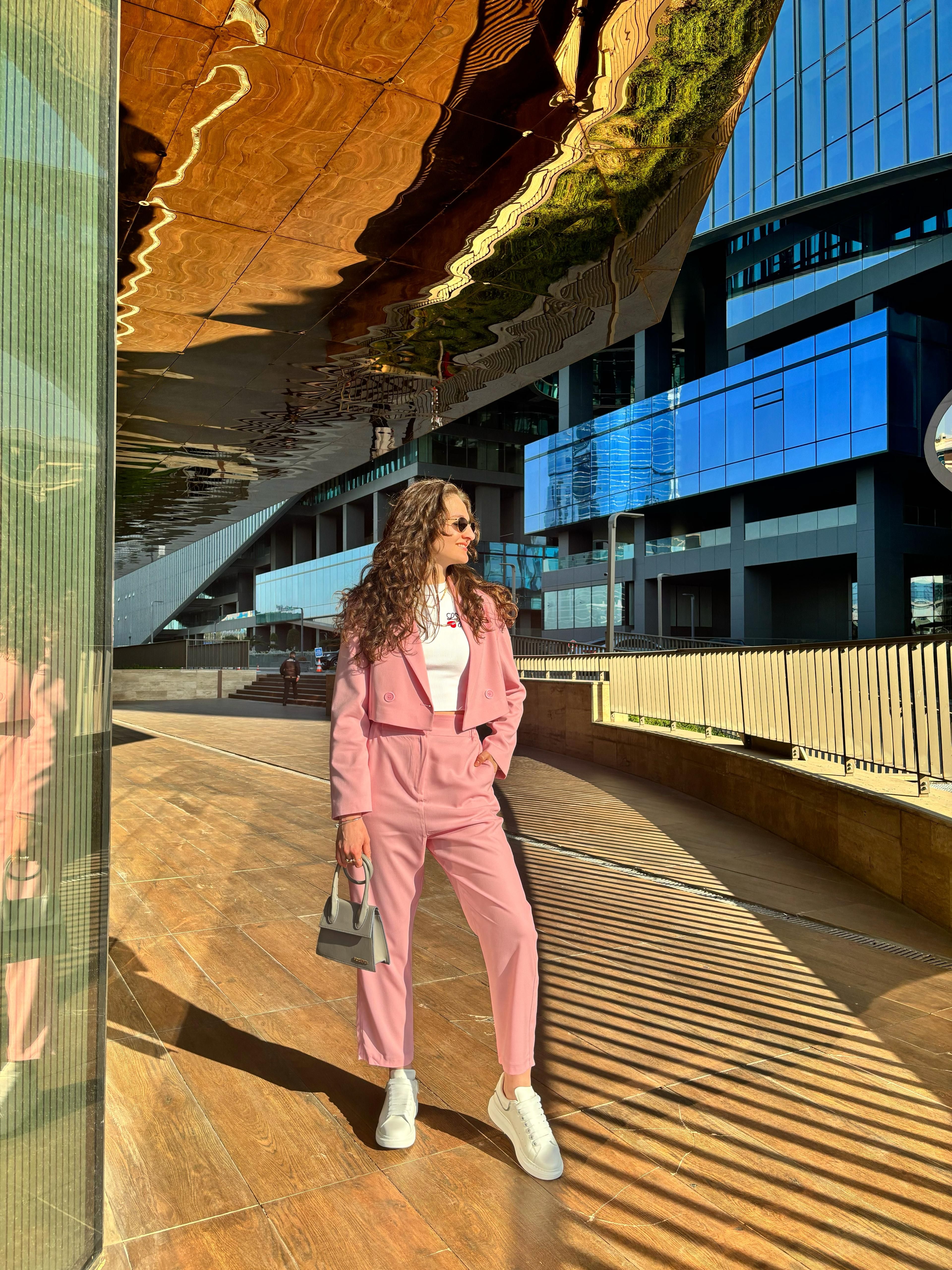 Kruvaze Crop Blazer Ceket Ve Pantolon Takım