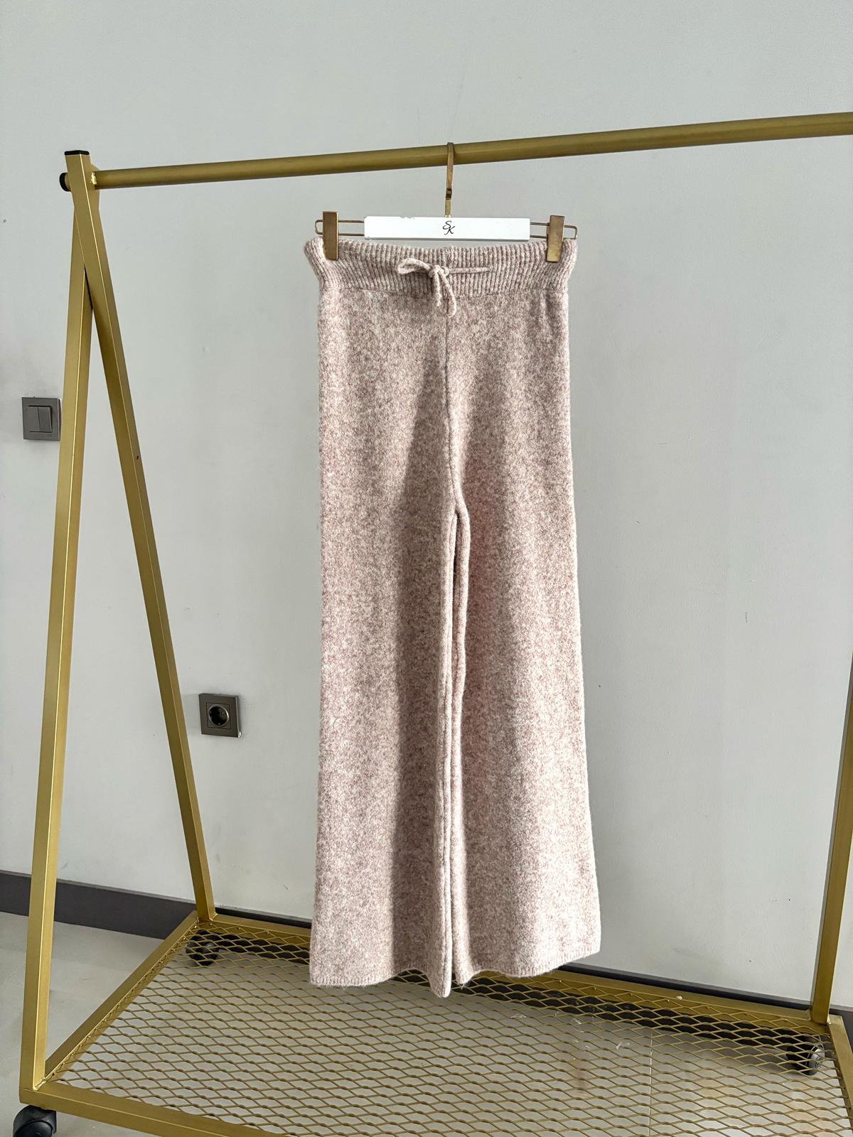 Yumoş Triko Pantolon - Toz Pembe