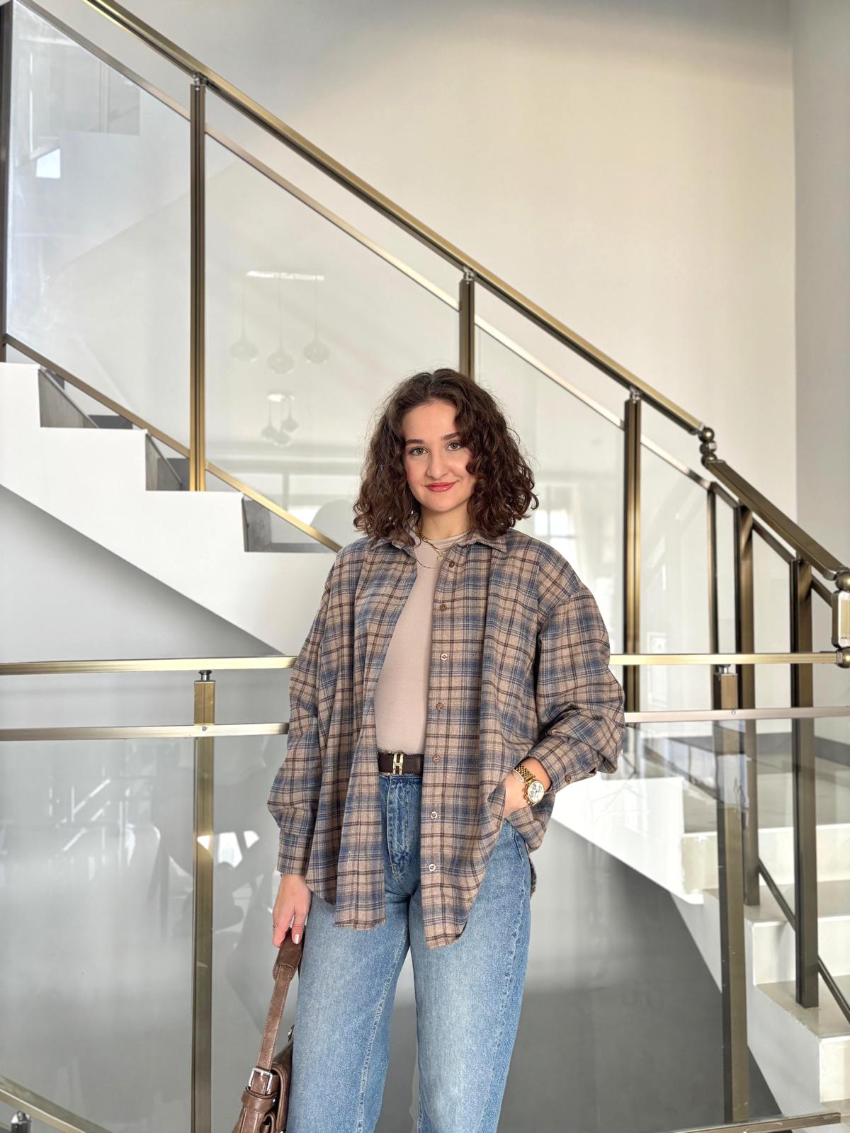 %100 Pamuk Ekose Desen Oduncu Gömleği