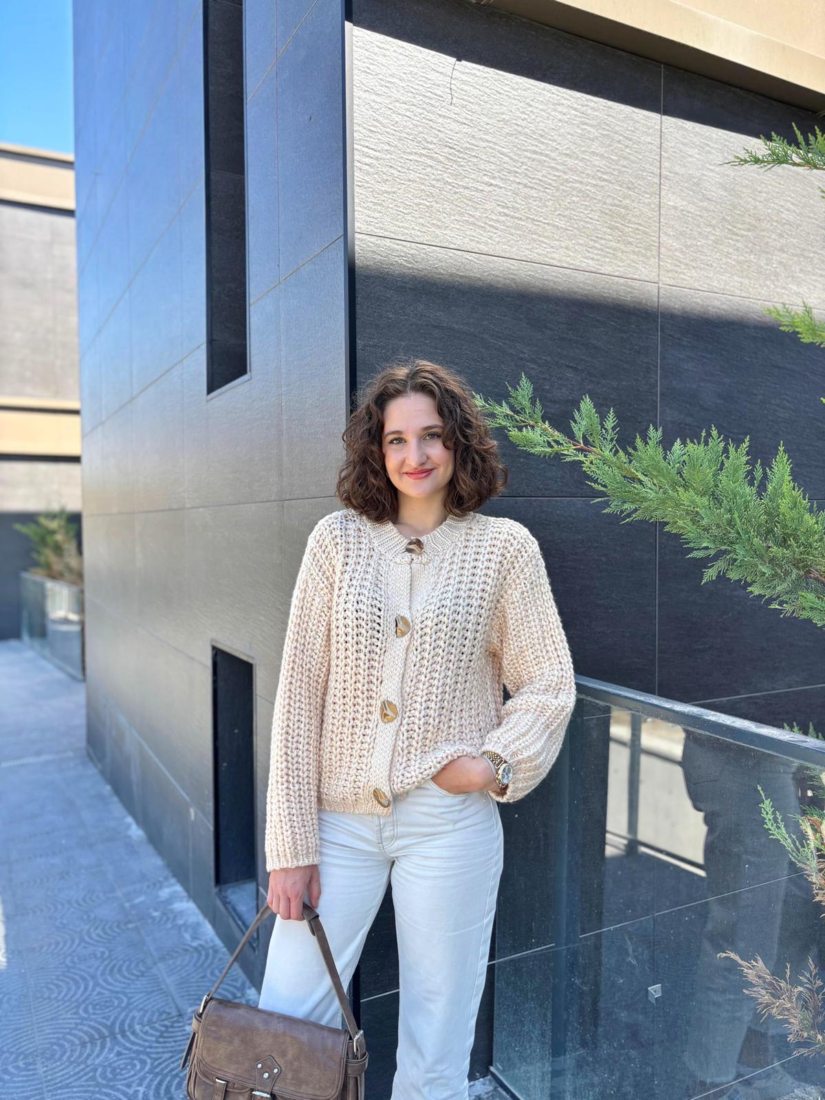 İthal Yün Gold Düğmeli Hırka