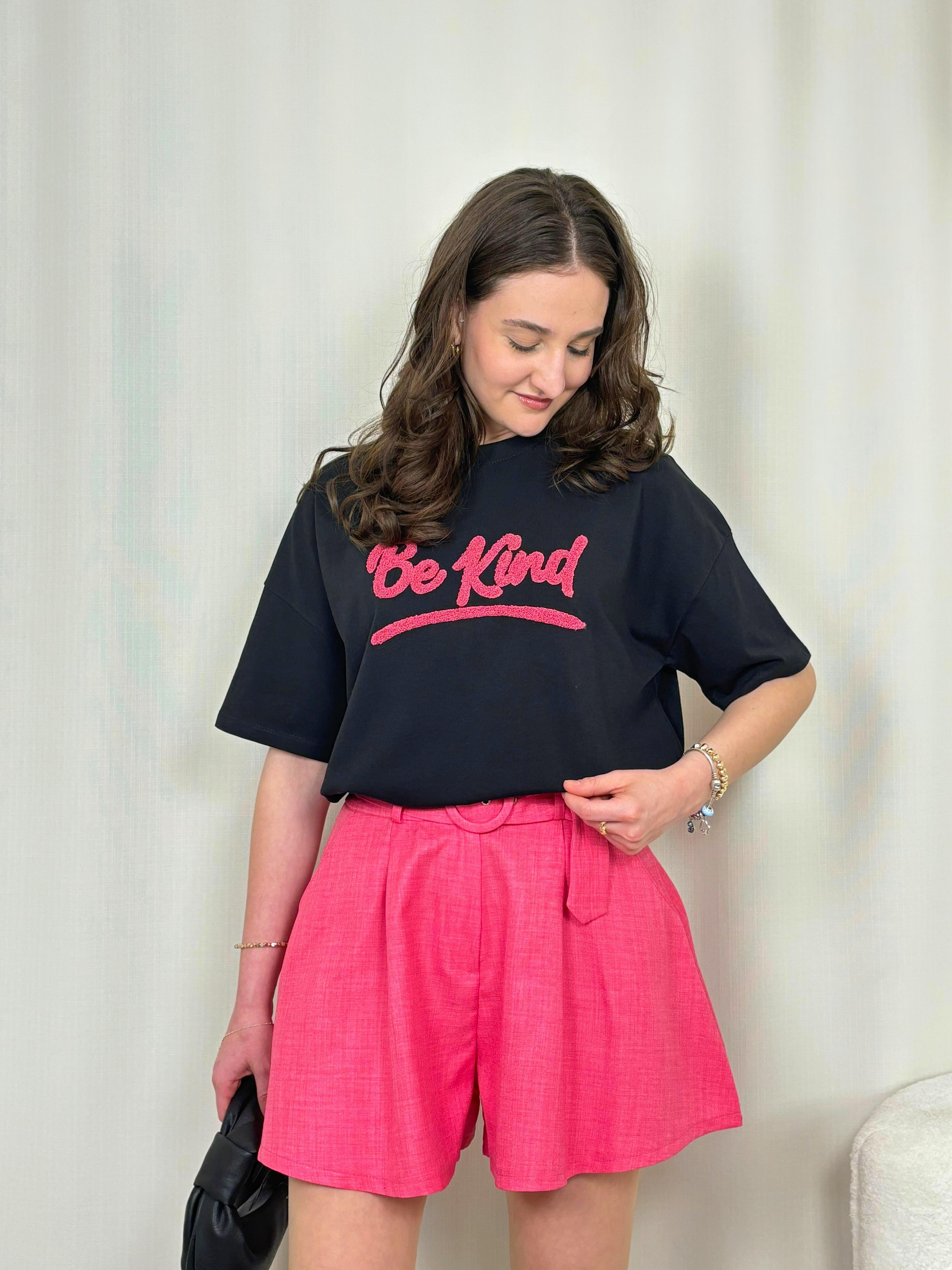 Be Kind Nakışlı Tshirt - SİYAH