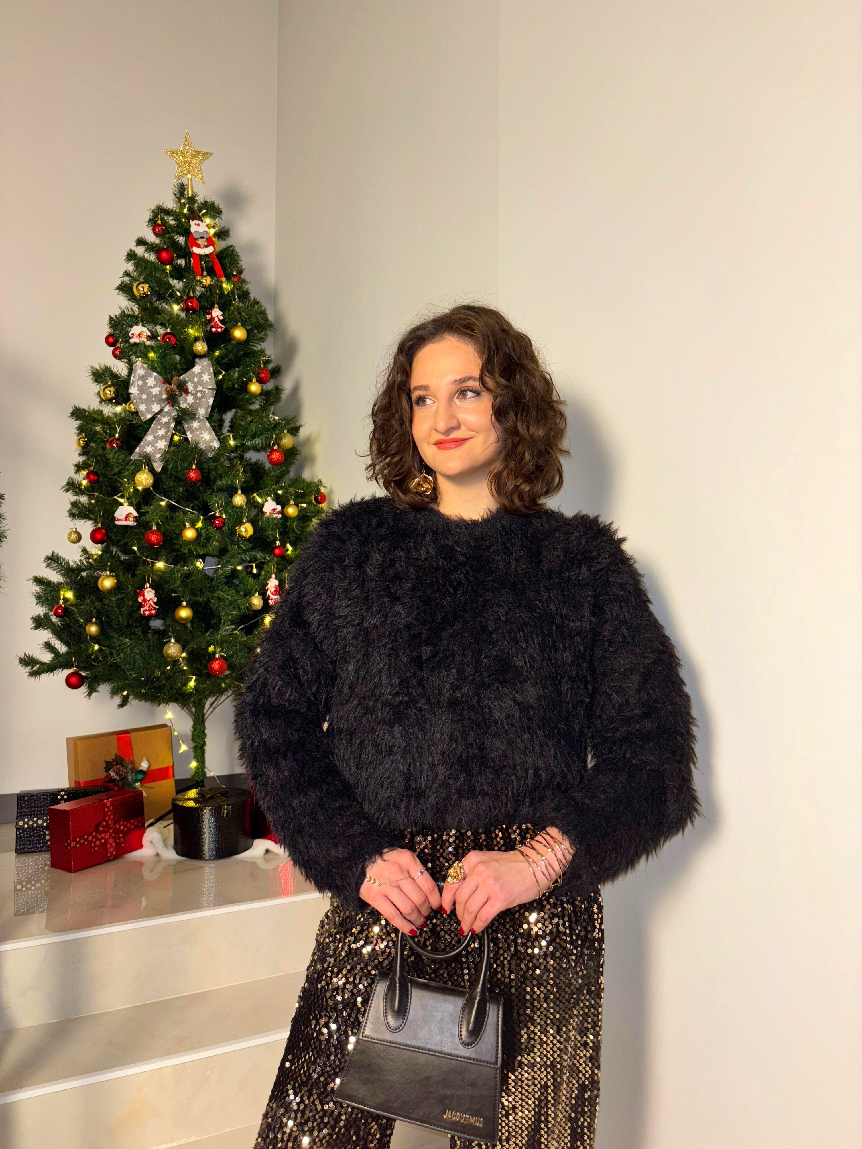 Bisiklet Yaka Oversize Peluş Kazak