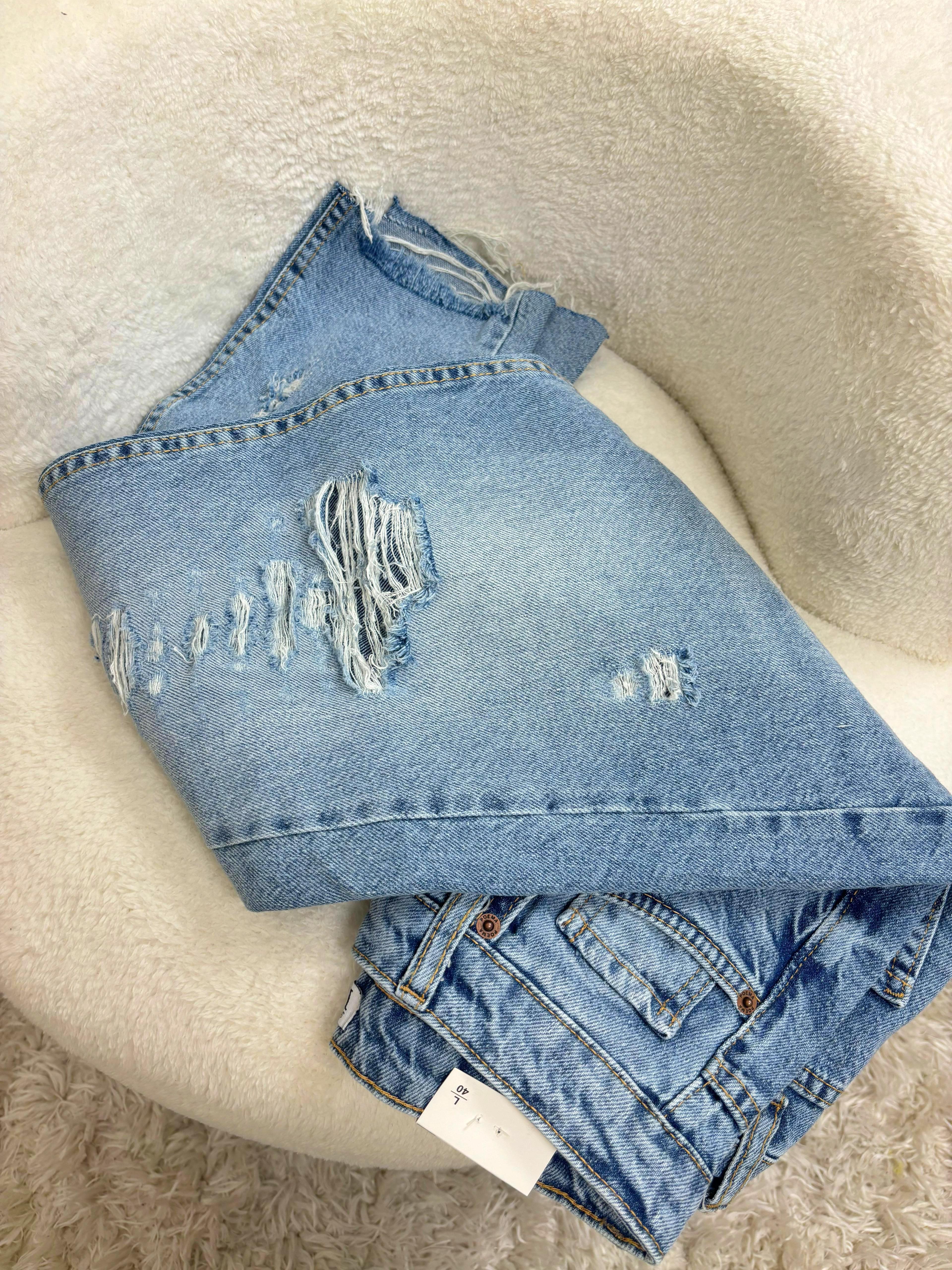 Mavi Yırtıklı Mom Jean