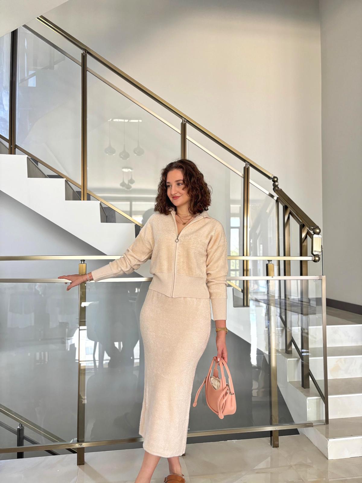 Fermuarlı Havlu Kumaş Triko Takım