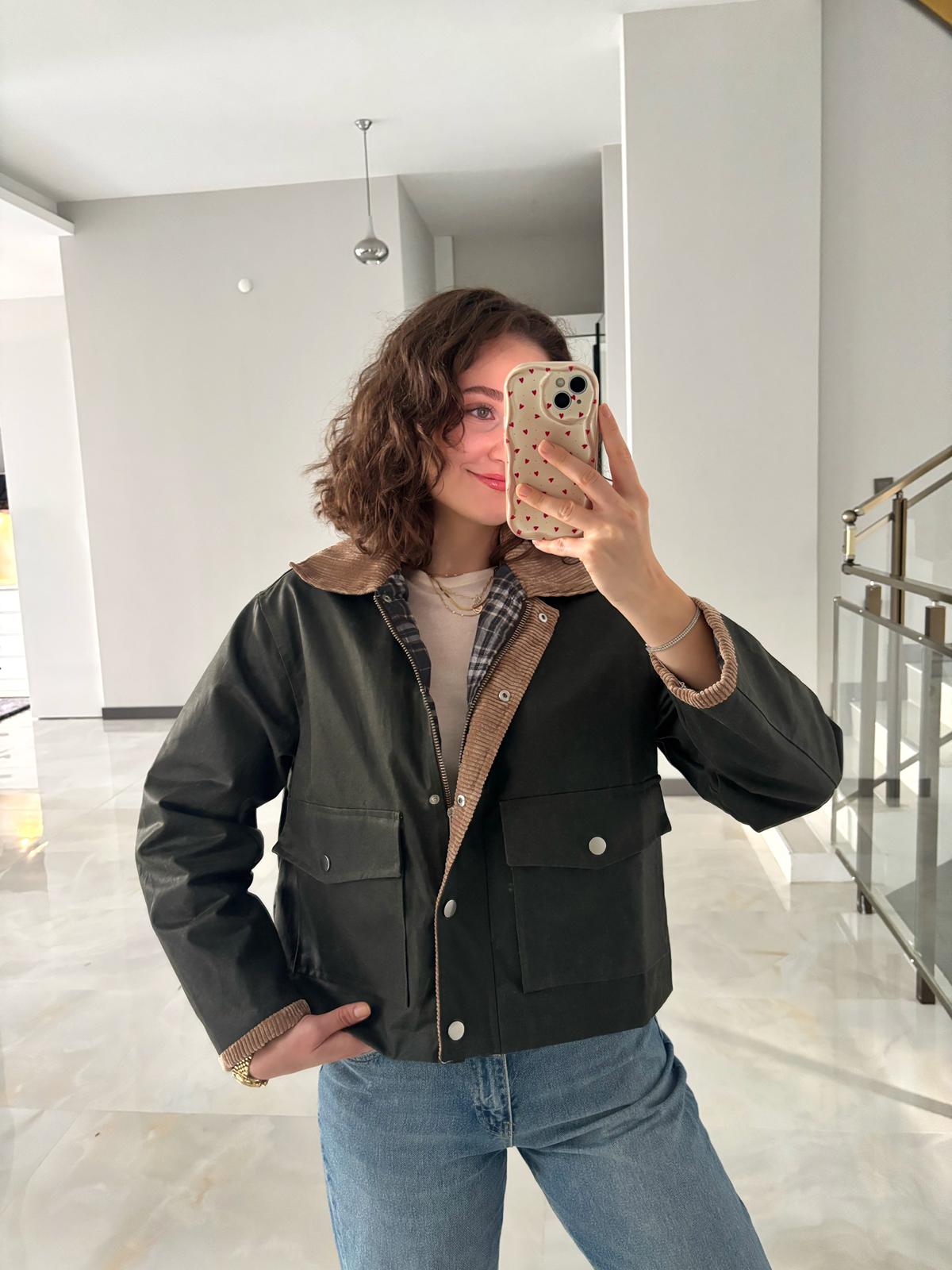 Kadife Yaka Özel Dokulu Ceket