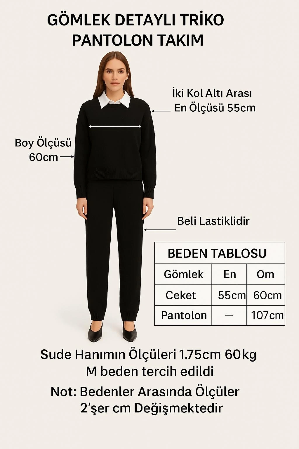 Gömlek Detaylı Triko Pantolon Takım