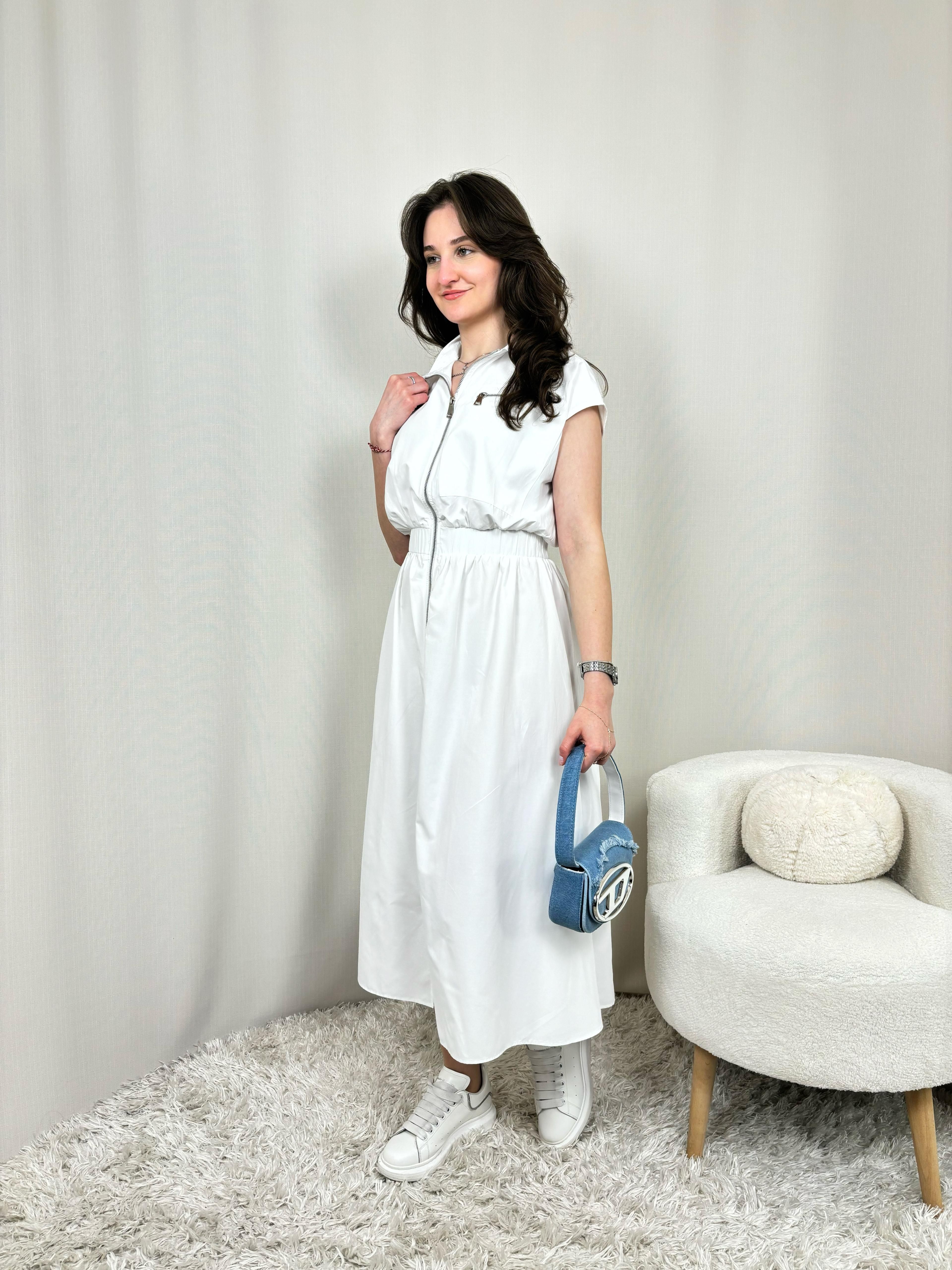 Poplin Boydan Fermuarlı Elbise