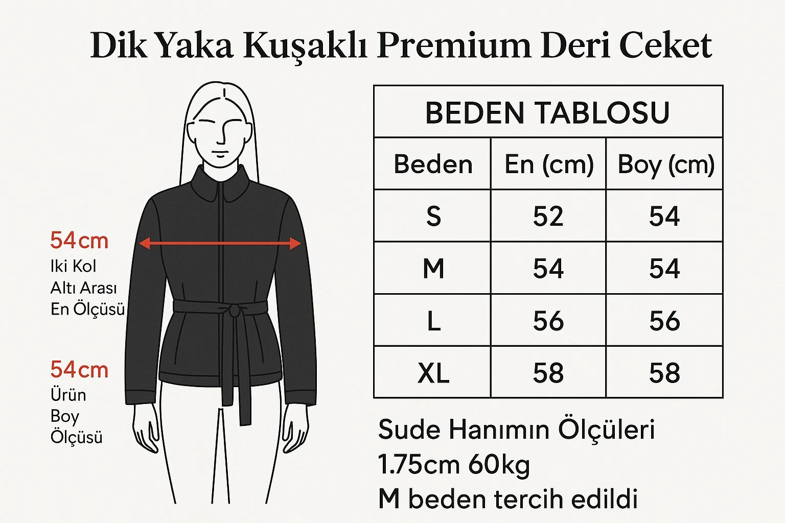 Dik Yaka Kuşaklı Premium Deri Ceket