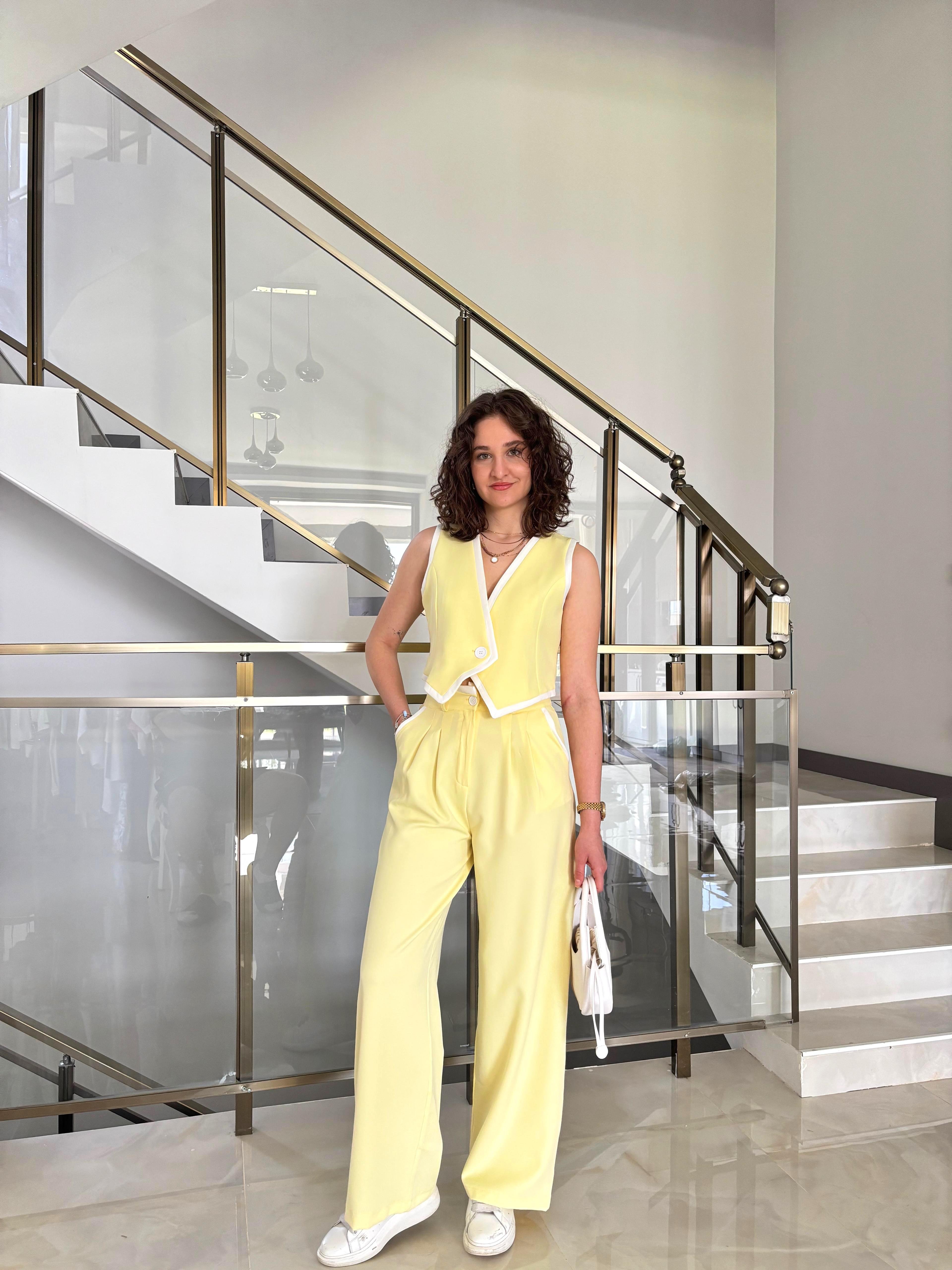 Premium Şeritli Yelek Pantolon Takım