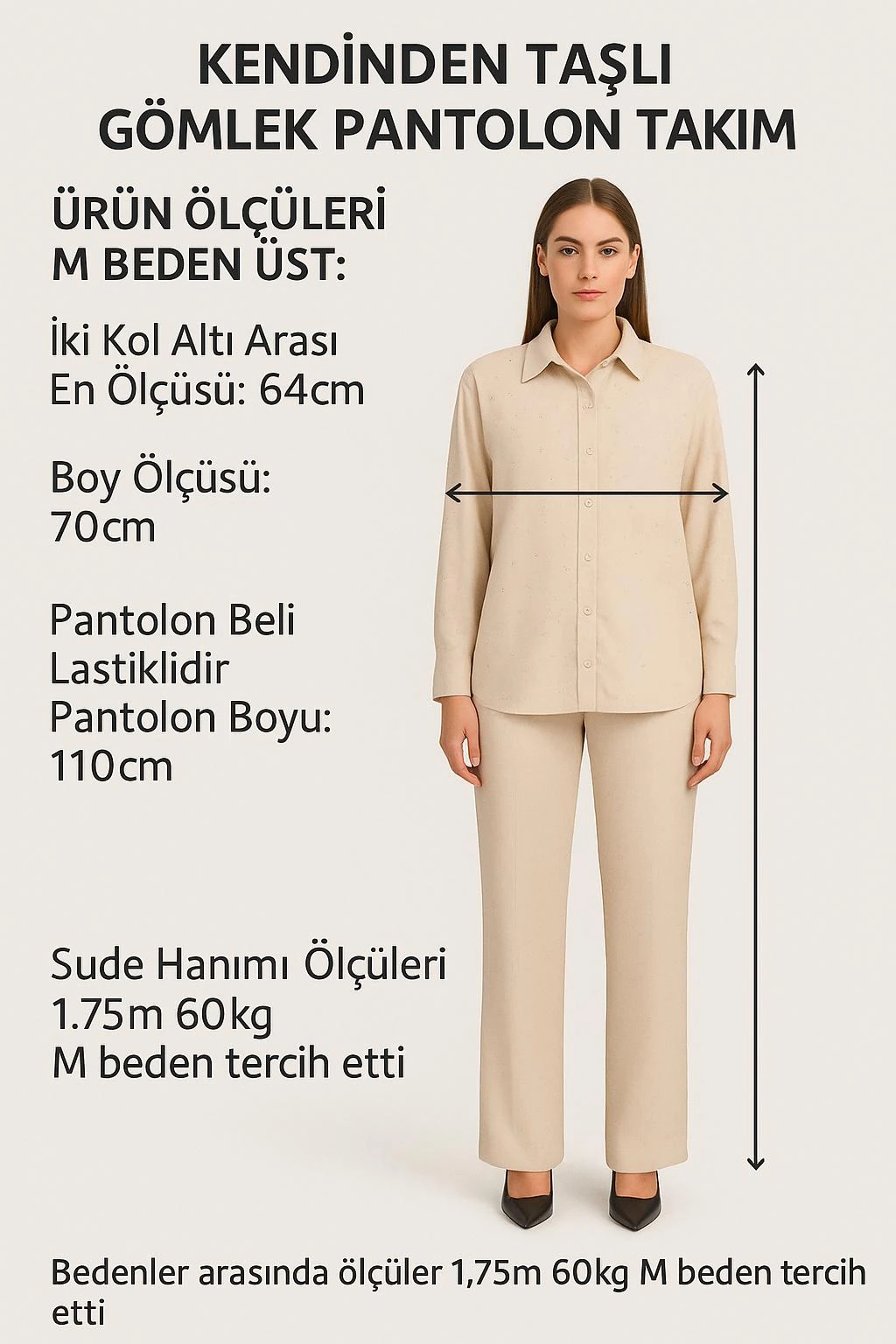 Kendinden Taşlı Pantolon Gömlek Takım