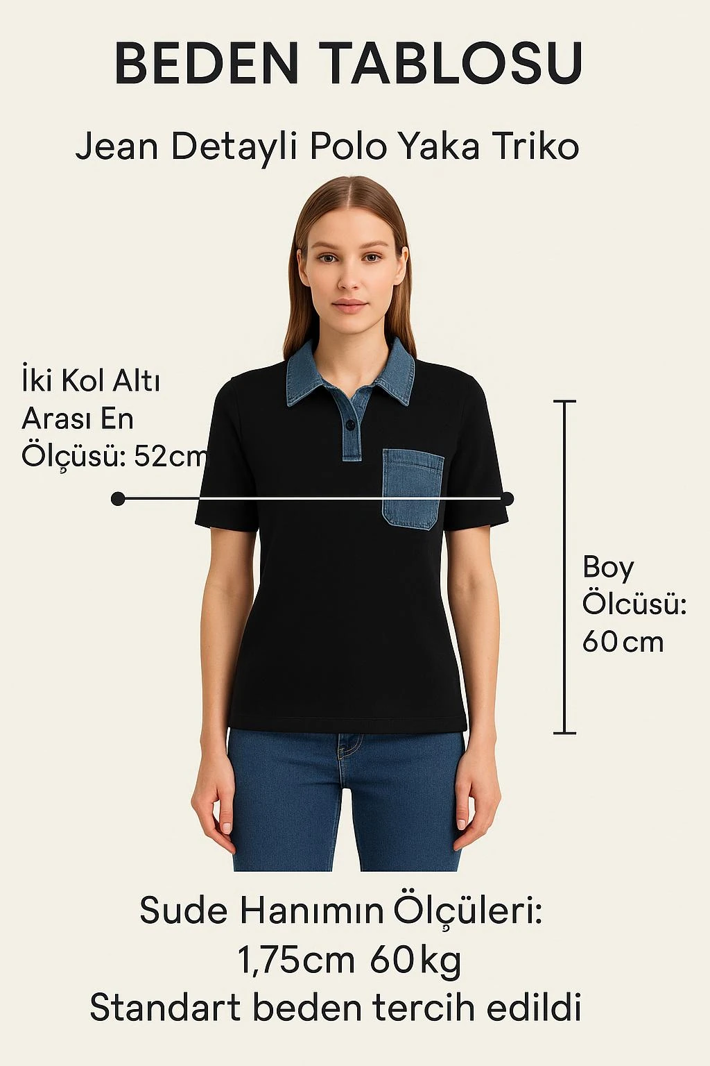 Jean Detaylı Polo Yaka Triko