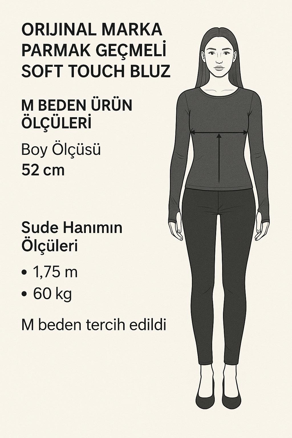 Orijinal Marka  Parmak Geçirmeli Soft Touch Bluz