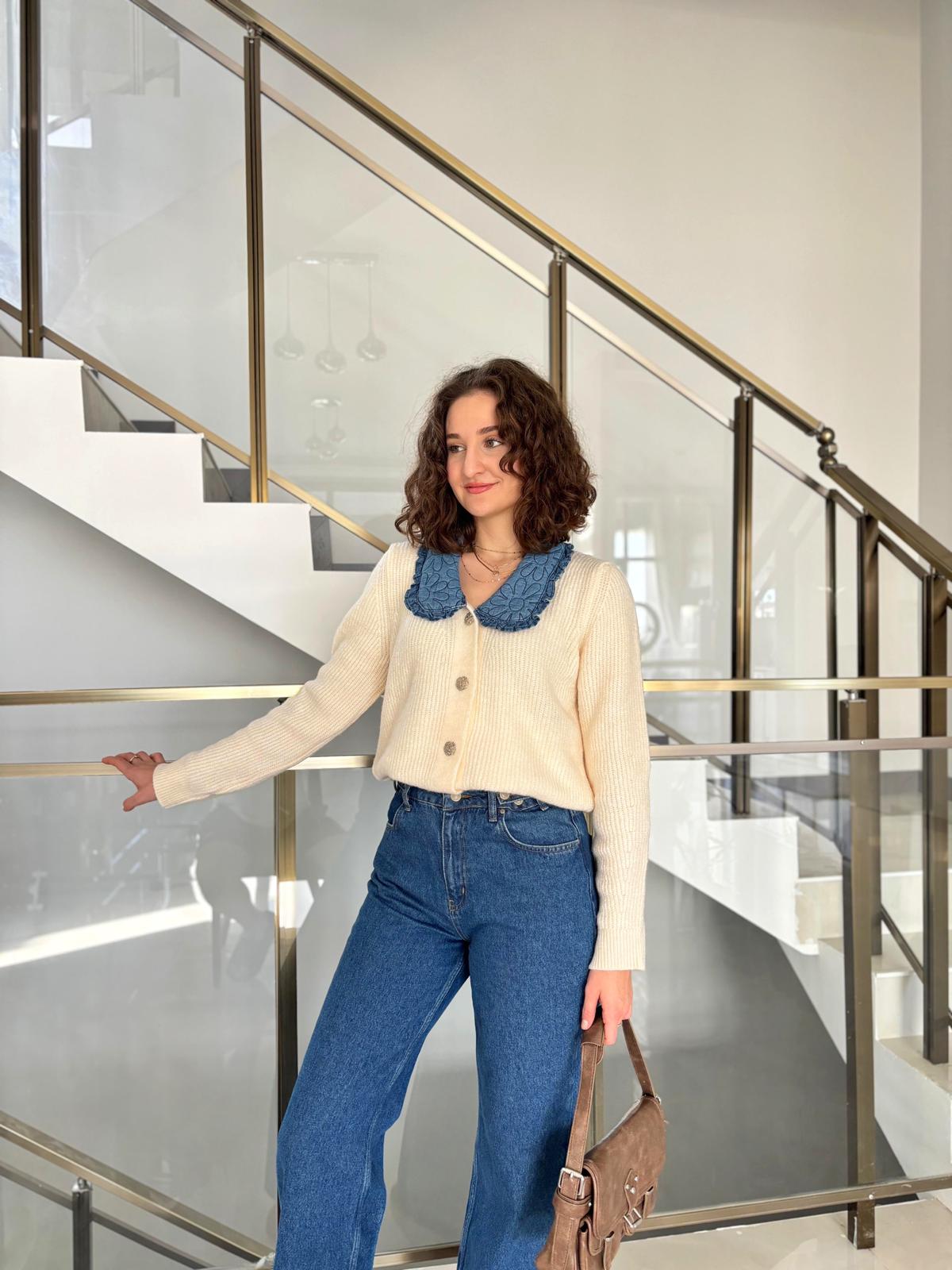 Bebe Yaka Fitilli Triko Hırka