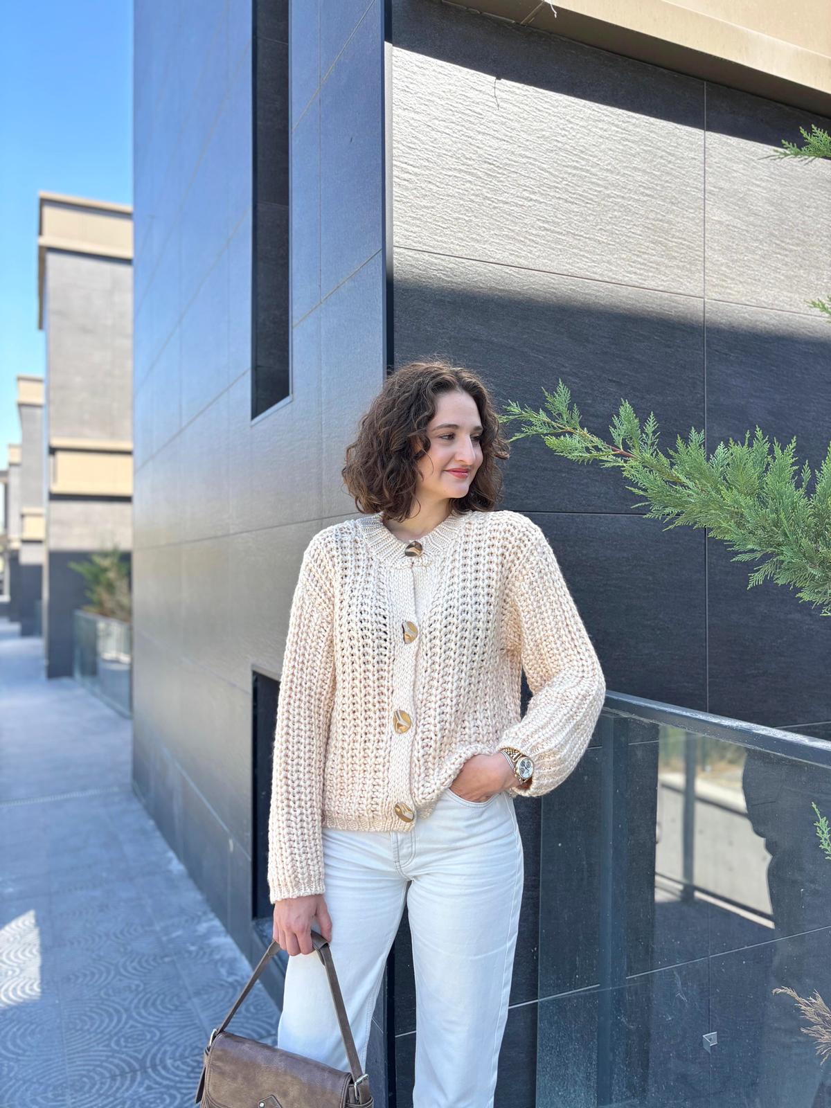 İthal Yün Gold Düğmeli Hırka