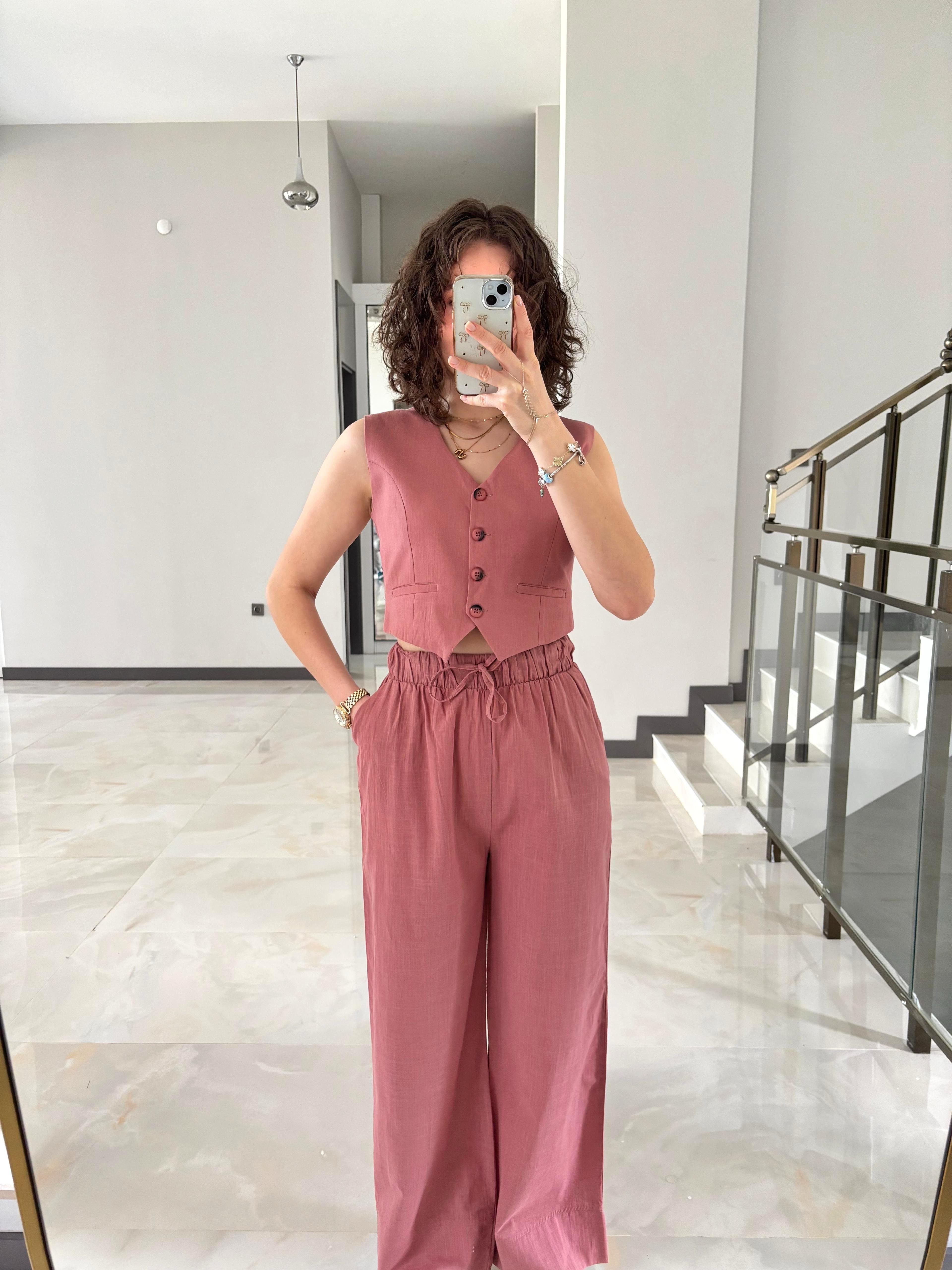 Miss Yelekli Keten Takım