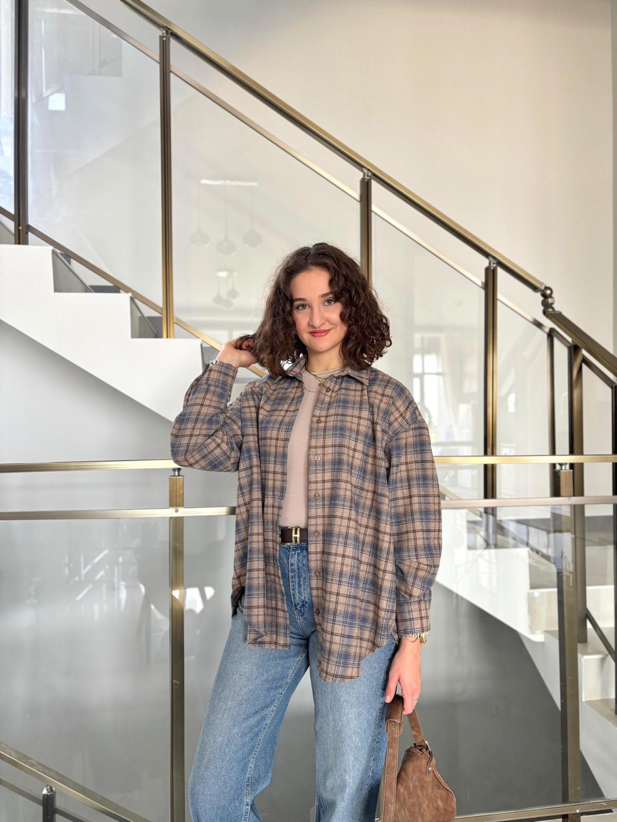 %100 Pamuk Ekose Desen Oduncu Gömleği