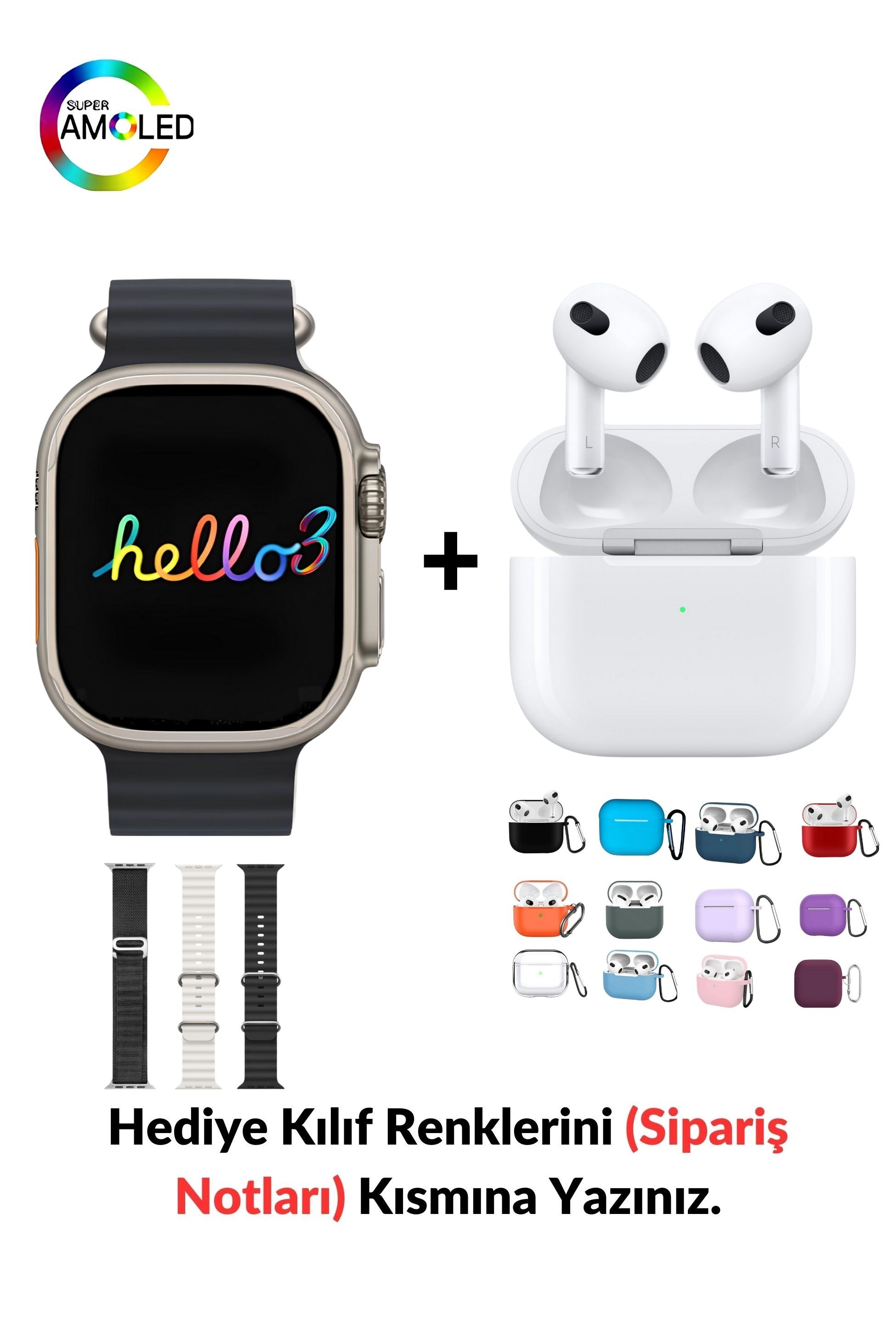 Watch ULTRA Hello 3 Plus+ & 3. Nesil Air Bluetooth Kulaklık