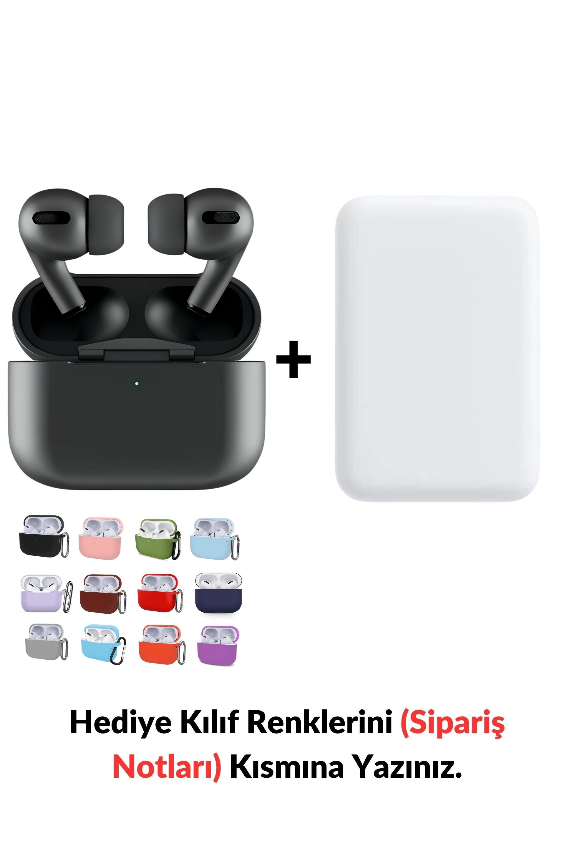 2.Nesil Air Pro Pre Bluetooth Kulaklık Aktif Gürültü Engelleme Ve Şeffaf Mod (Black Edition)& MagSafe Battery Pack