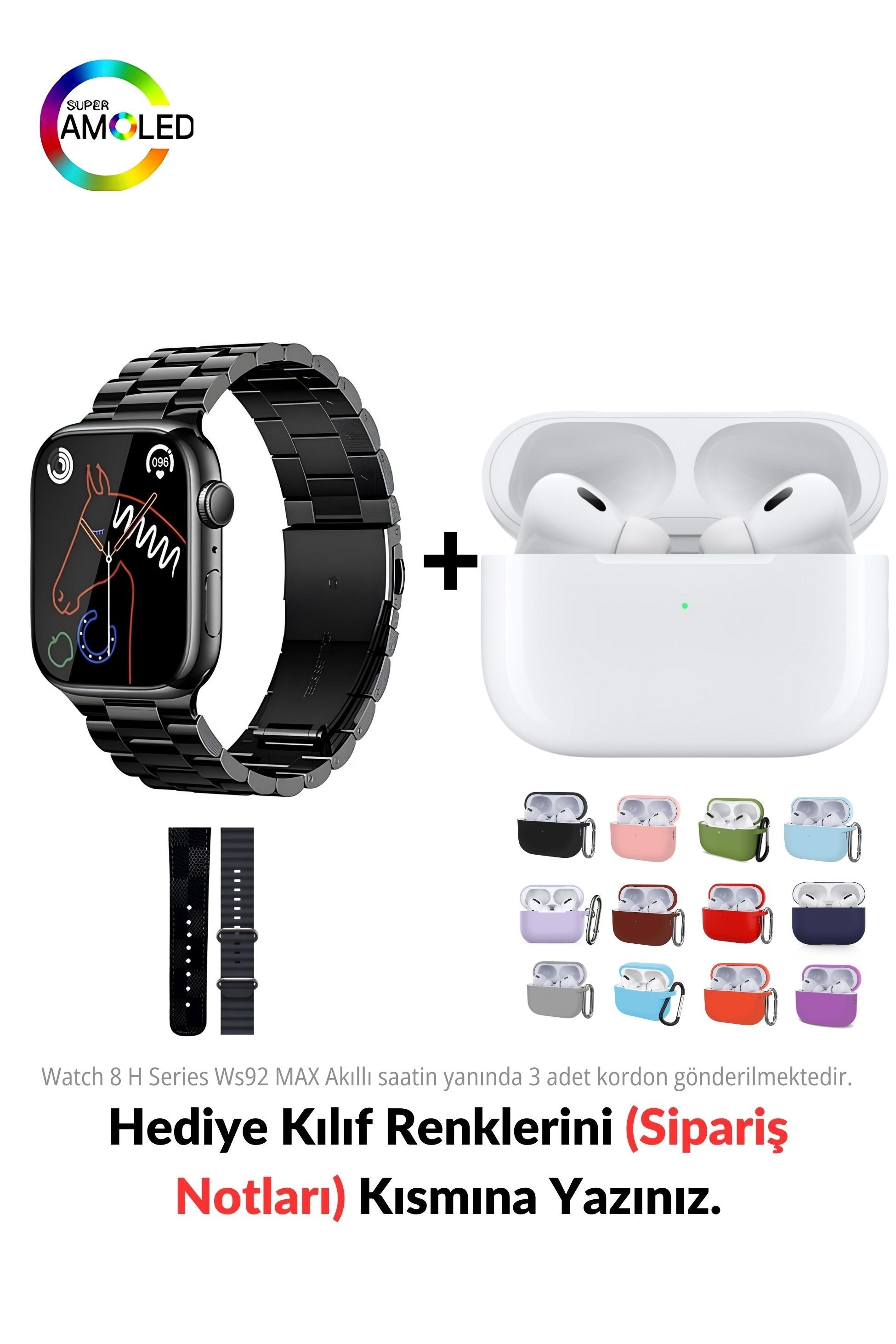 Watch 8 H Serisi Ws92 MAX & 1. Nesil Air Pro Pre Bluetooth Kulaklık Aktif Gürültü Engelleme Ve Şeffaf Mod