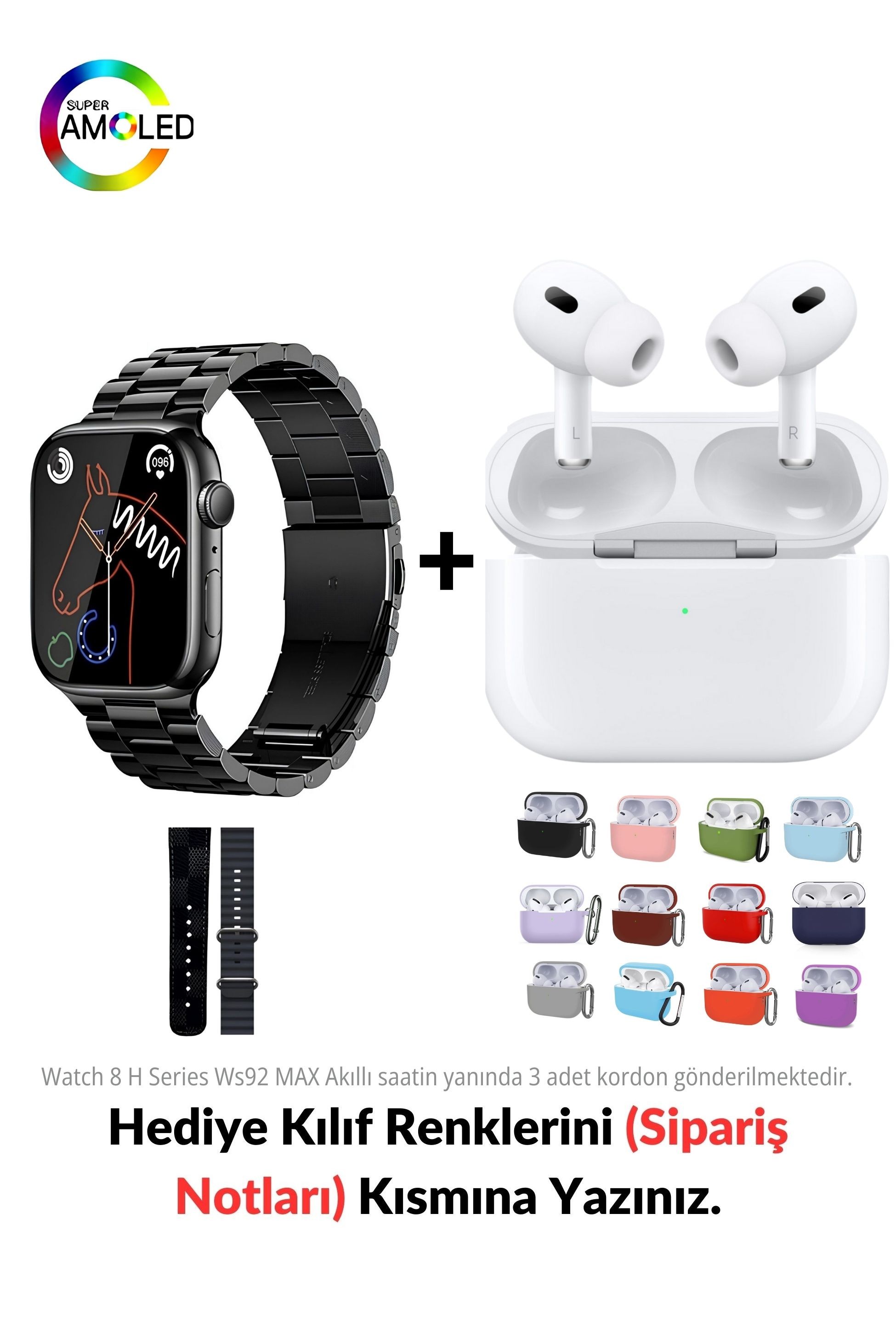 Watch 8 H Serisi Ws92 MAX & 2. Nesil Air Pro Pre Bluetooth Kulaklık Aktif Gürültü Engelleme Ve Şeffaf Mod