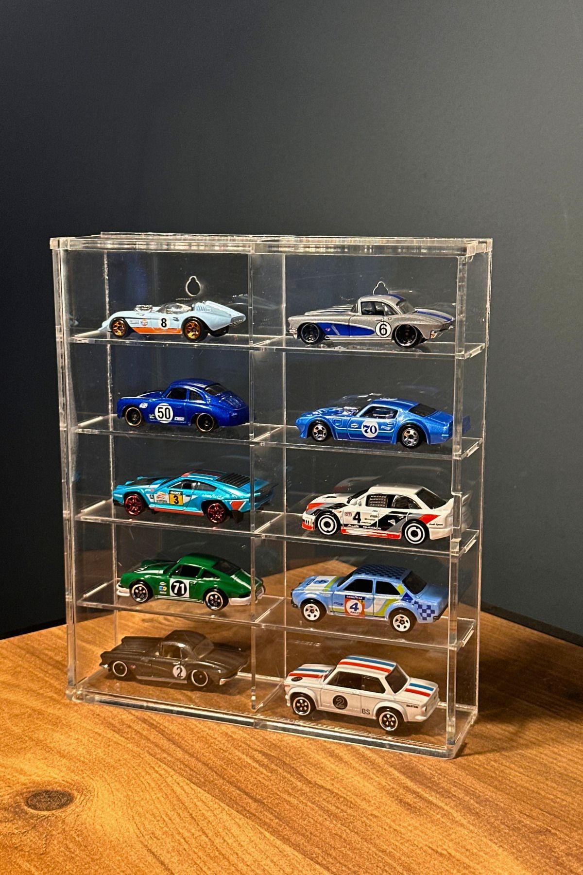 10'Lu Pleksi Kapaklı Model Araç Diecast Araba Sergileme Rafı