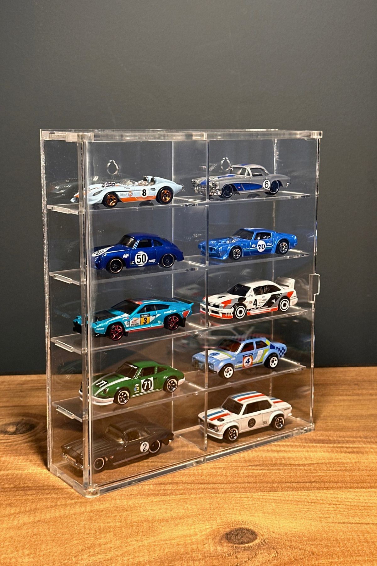 10'Lu Pleksi Kapaklı Model Araç Diecast Araba Sergileme Rafı