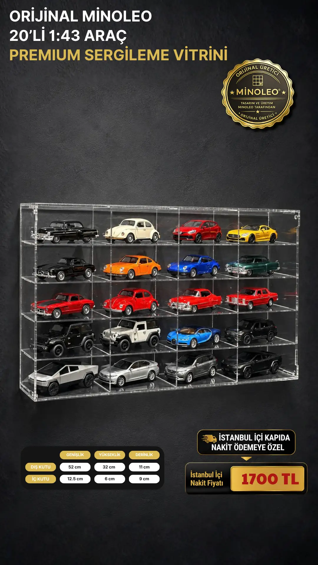 20’li 1:43 Araç Premium Sergileme Vitrini