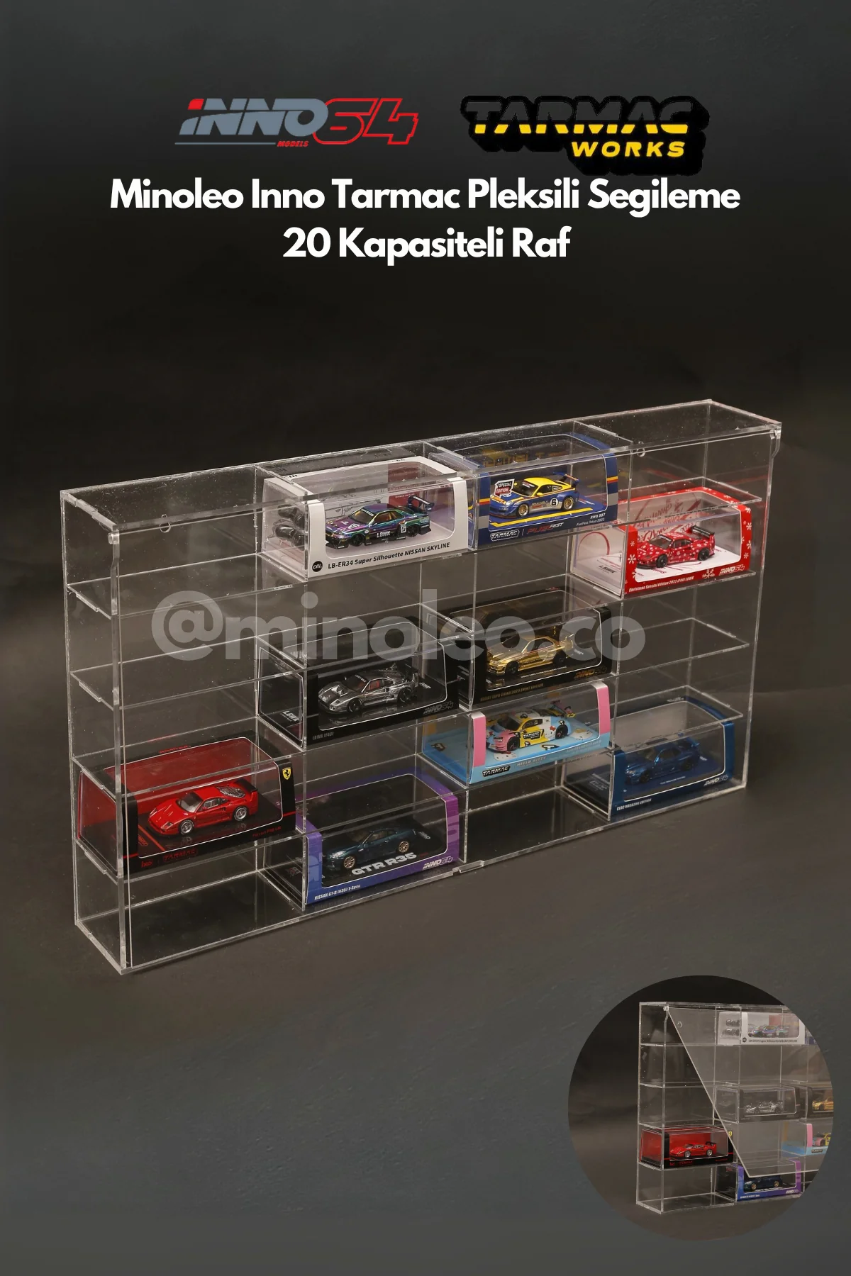 20 Kapasiteli Inno Tarmac Kapaklı Pleksi Rafı