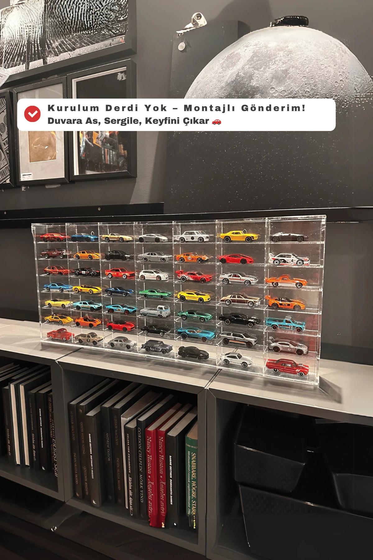 HOT WHEELS  PLEKSİ KAPAKLI DUVAR ARABA RAFI – MİNOLEO 49’LUK EKONOMİK MODEL (3MM ÇERÇEVELİ) + Led Hediyeli 