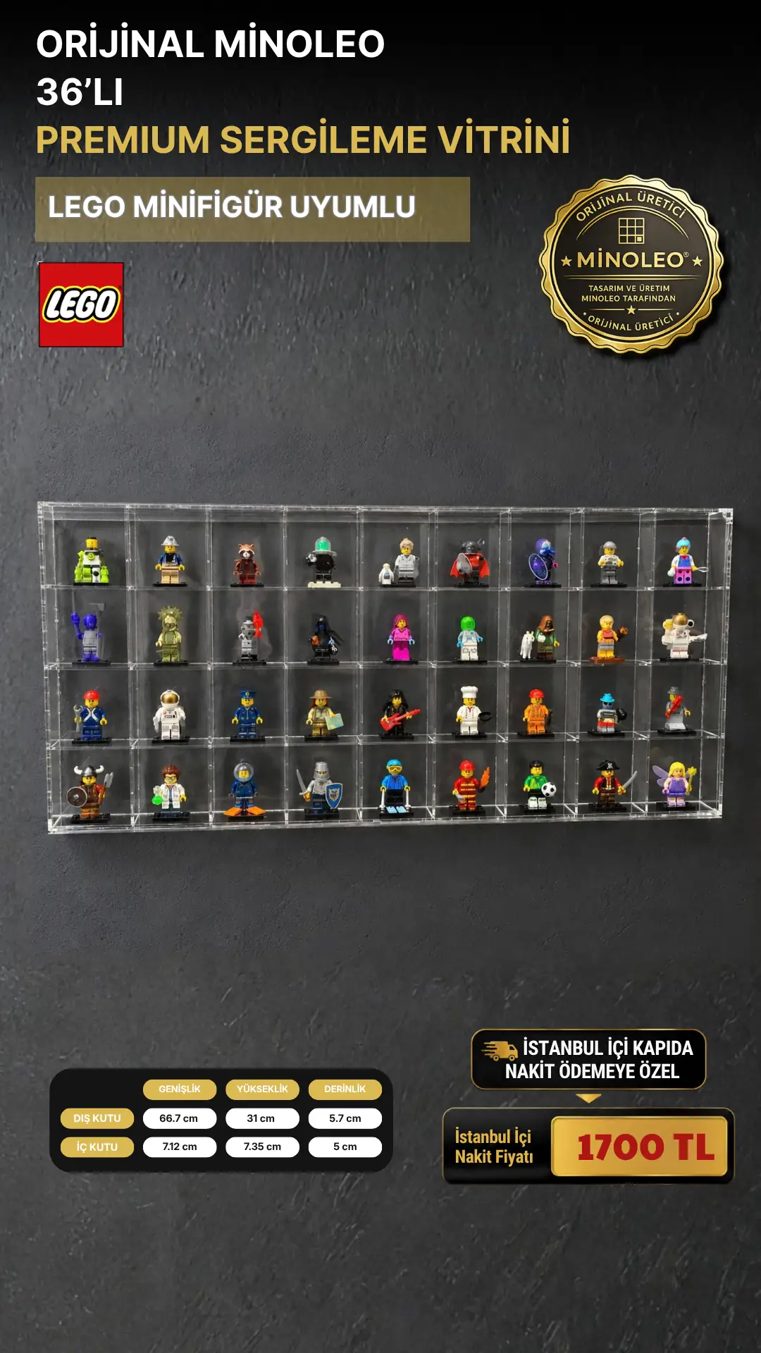 36’lı Premium LEGO Minifigür Sergileme Vitrini