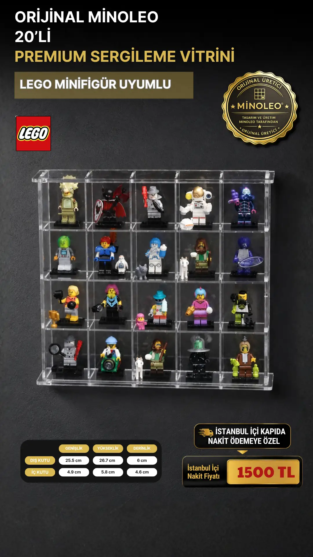 20’li Premium LEGO Minifigür Sergileme Vitrini