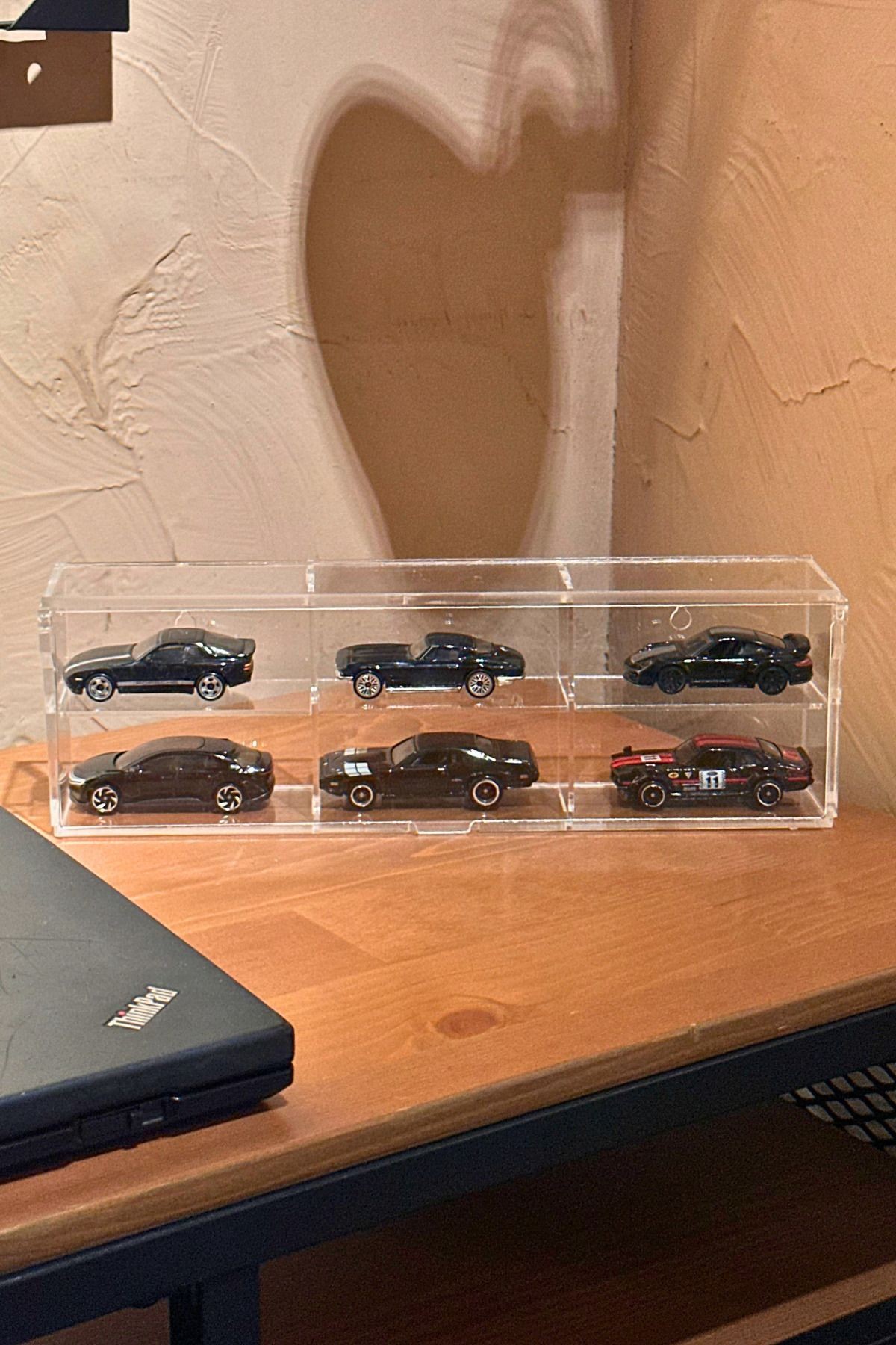 Kapaklı Hot Wheels Araba Rafı Pleksi 6 Araçlık Model Sergileme