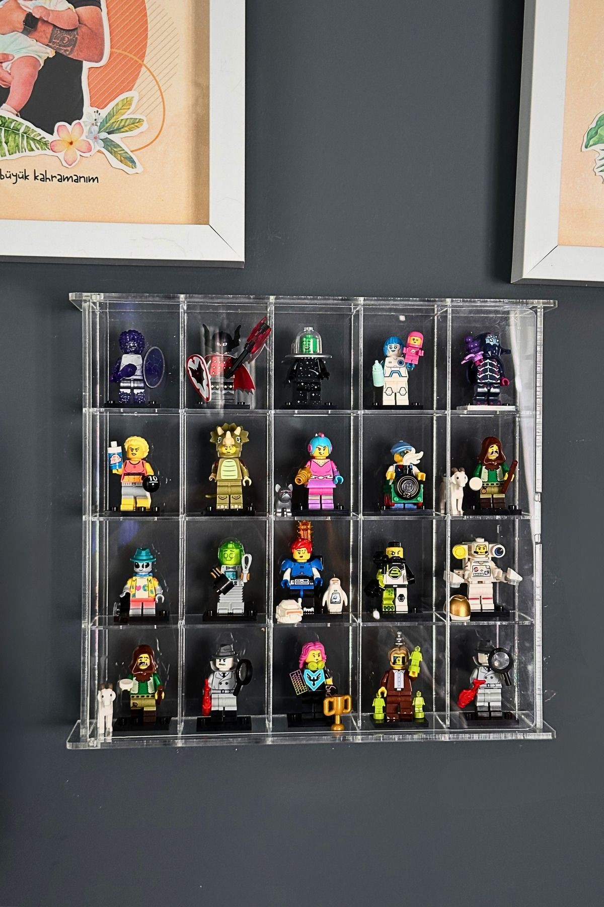 Kapaklı Pleksi Minifigür Yapı Oyuncakları Sergileme Rafı
