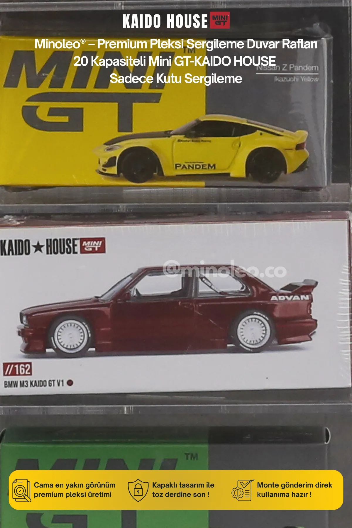 20'li Kapaklı Pleksi Mini GT Araç Kutulu Diecast Araba Sergileme Rafı