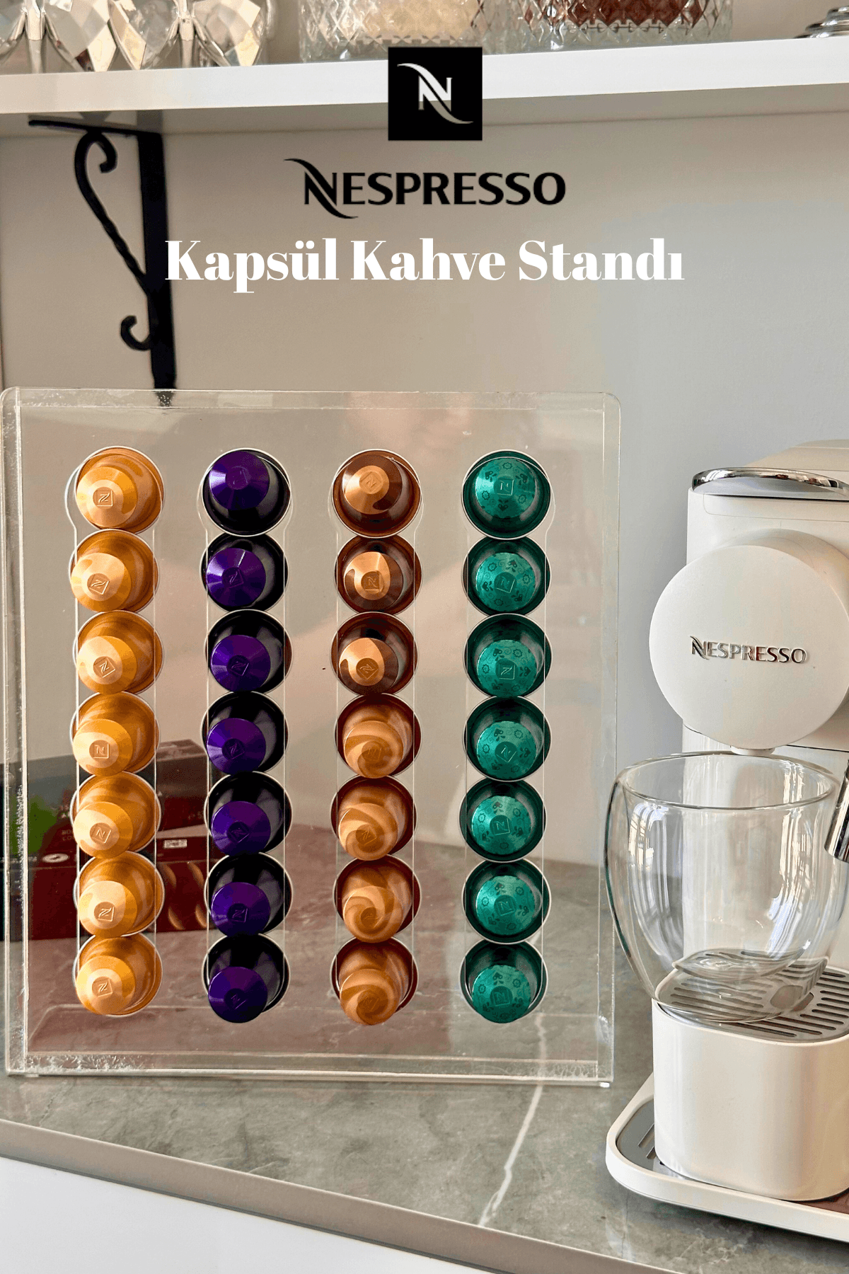 Nespresso Pleksi Kapsül Kahve Standı – 28 Kapsül Kapasiteli 
