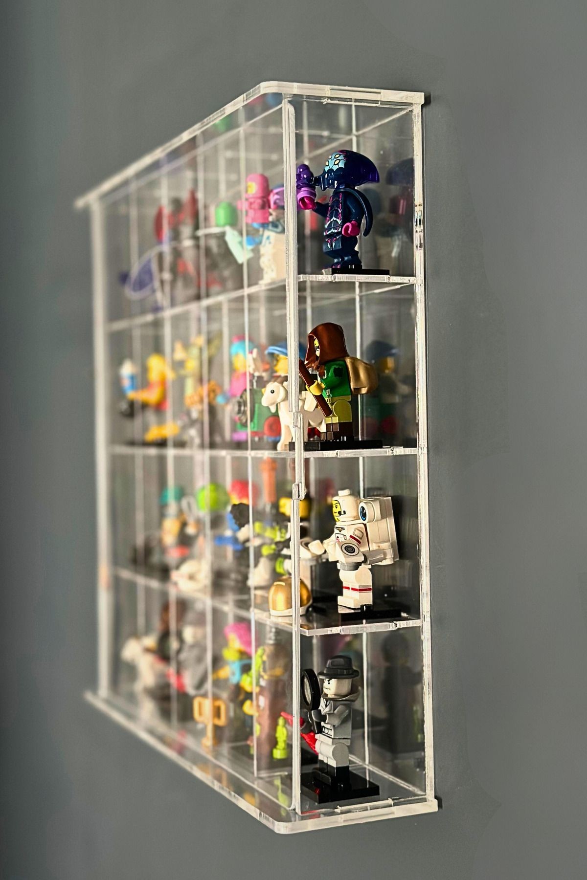 Kapaklı Pleksi Minifigür Yapı Oyuncakları Sergileme Rafı