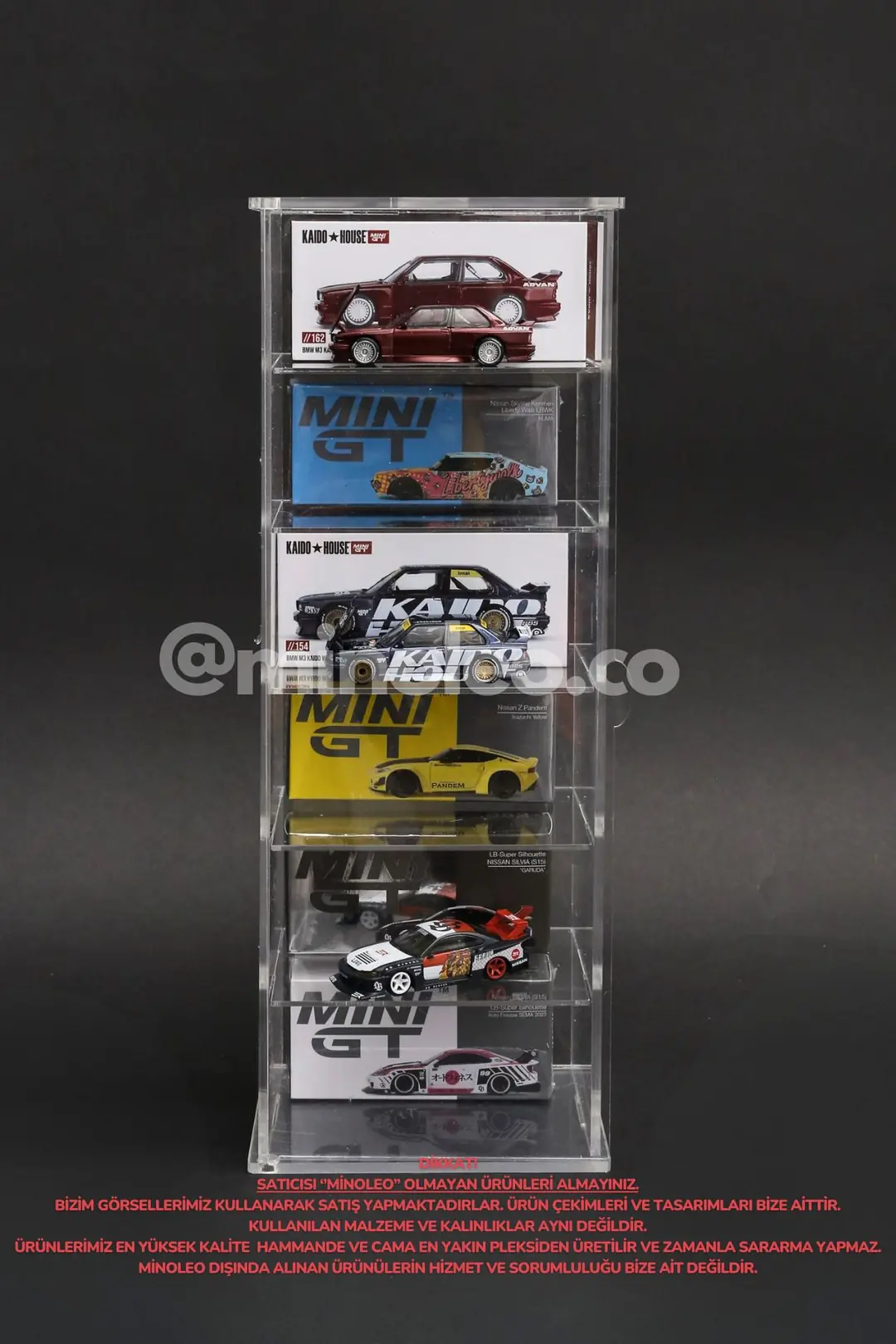 6'lı Dikey MiniGt Kaido House Pleksi Arkada Kutu Önde Araç Sergileme R