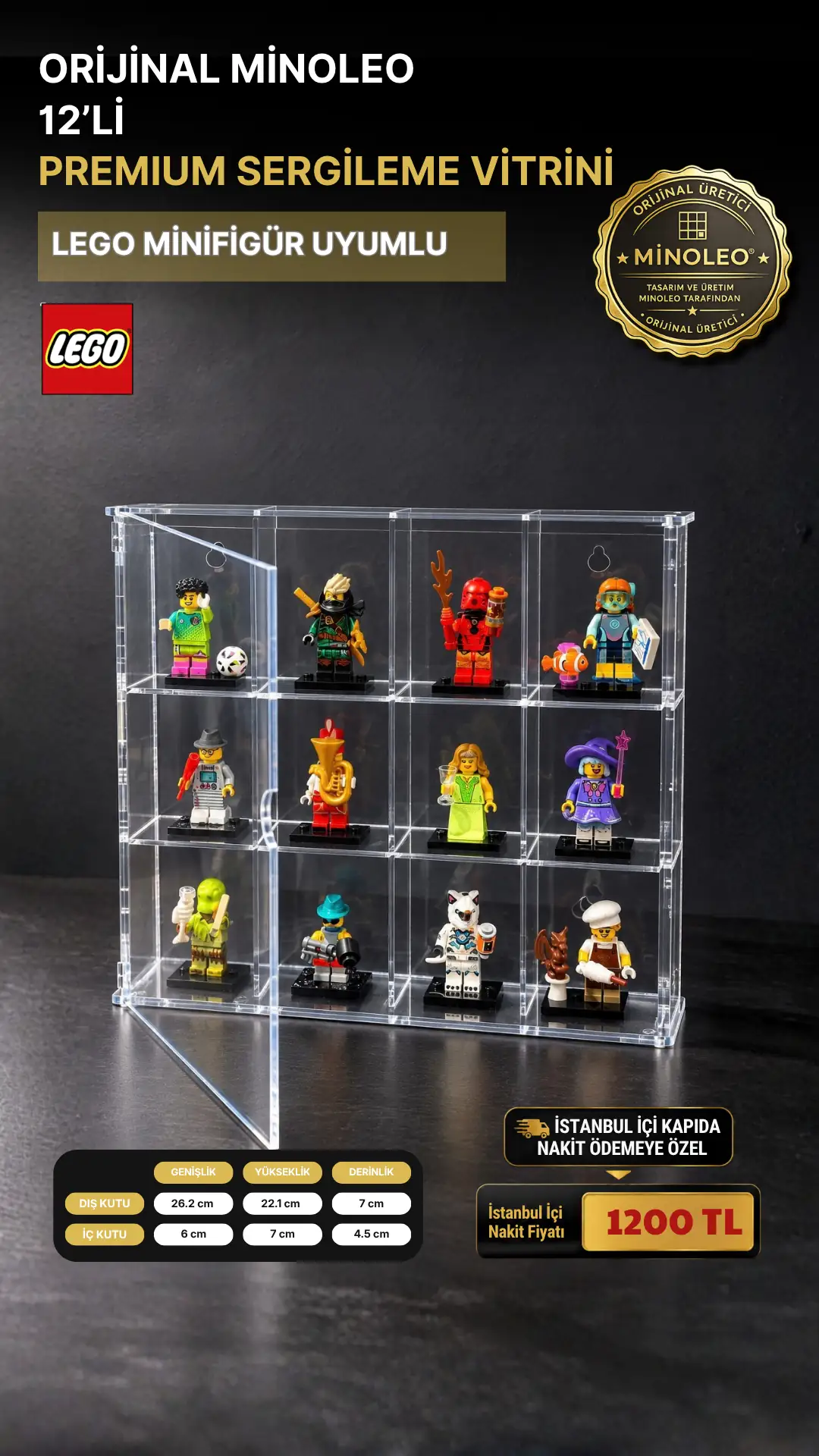 12’li Premium LEGO Minifigür Sergileme Vitrini